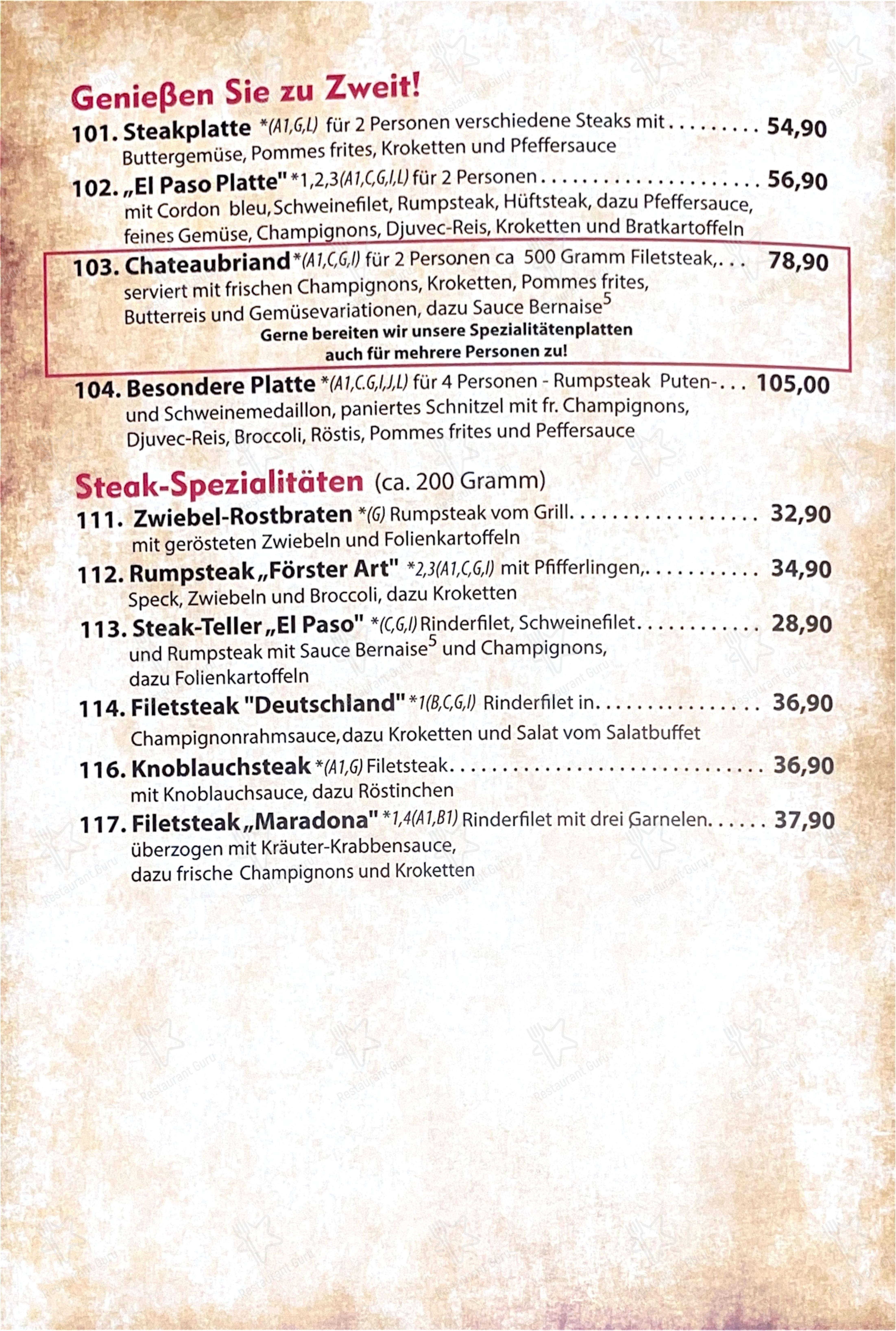 Steakhaus El Paso в Кастропе-Раукселе - Меню напитков