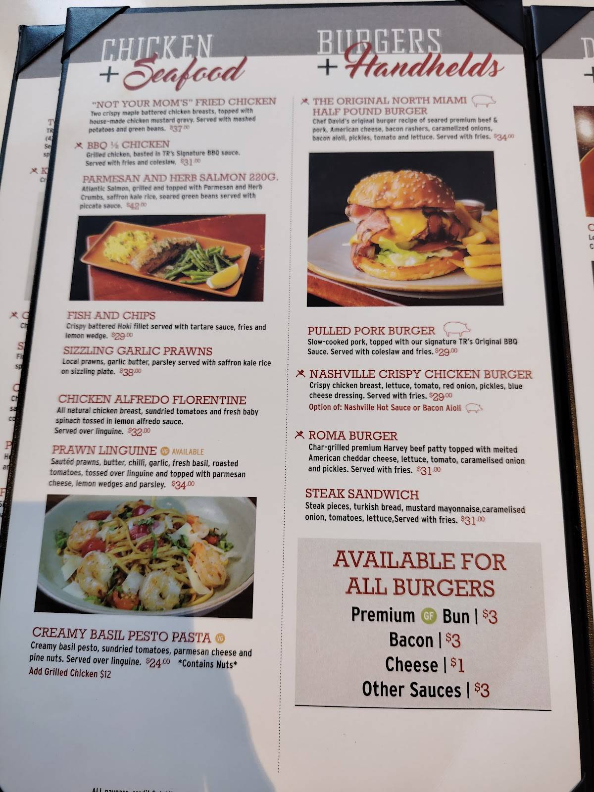 Tony Roma's меню