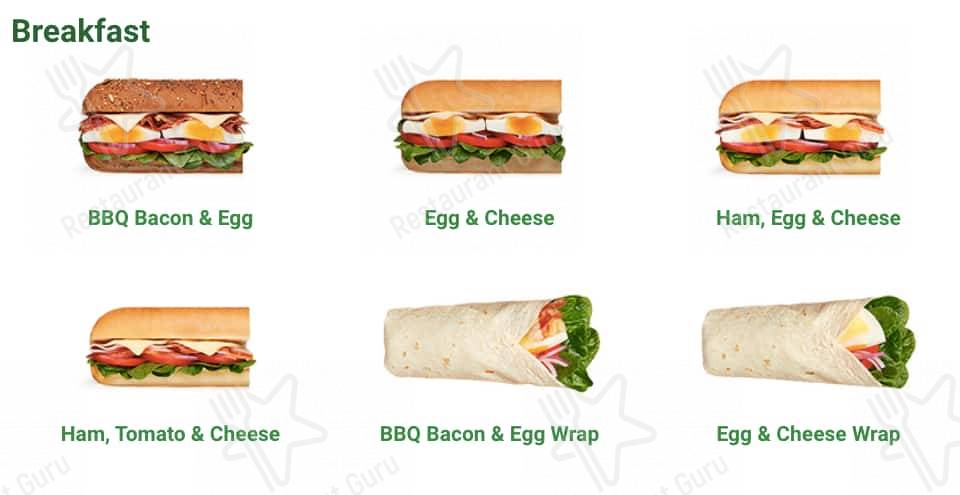 Subway меню