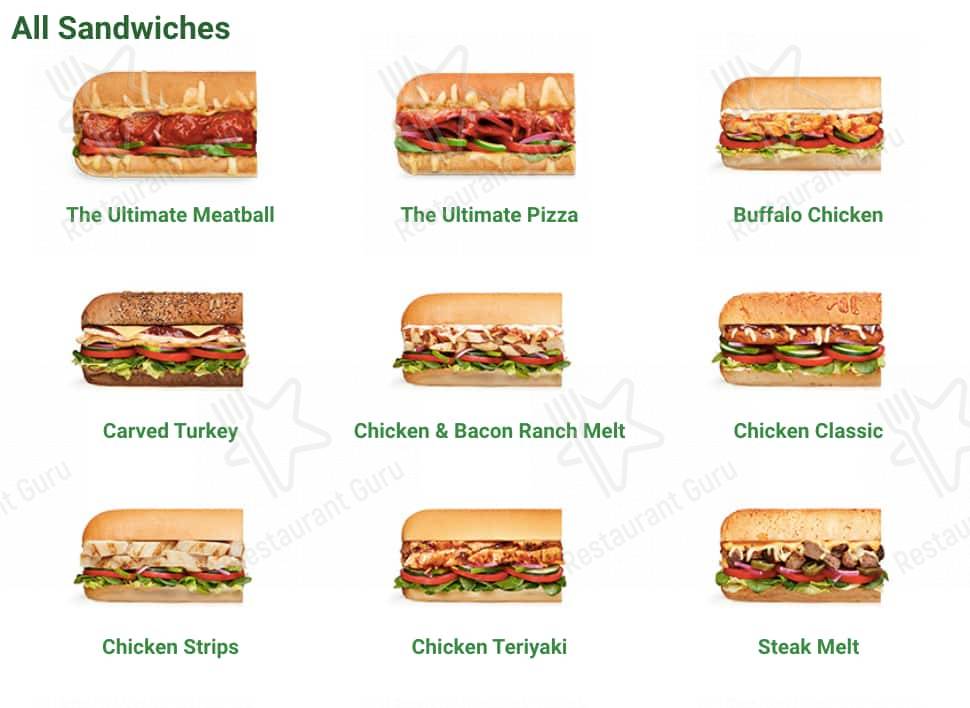 Subway меню