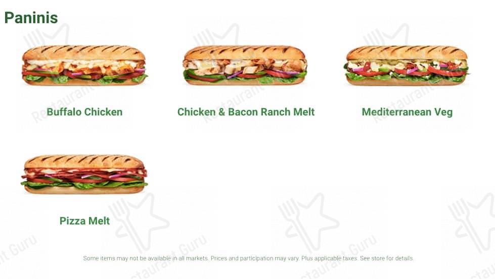Subway меню