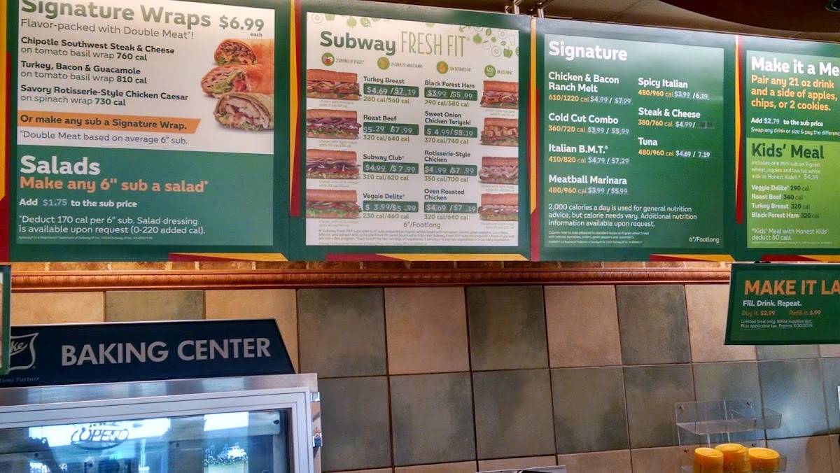 Subway меню
