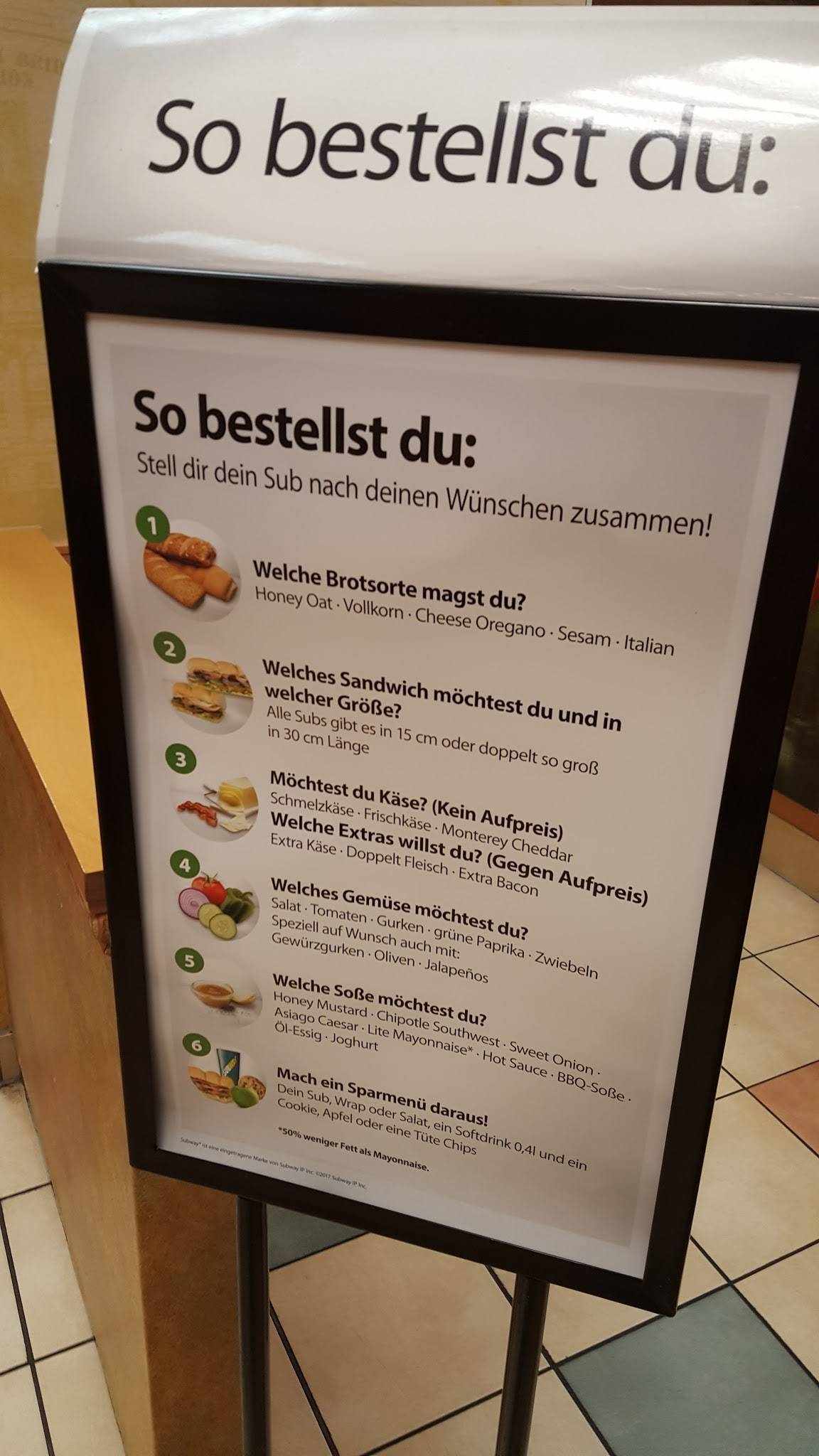 Subway меню