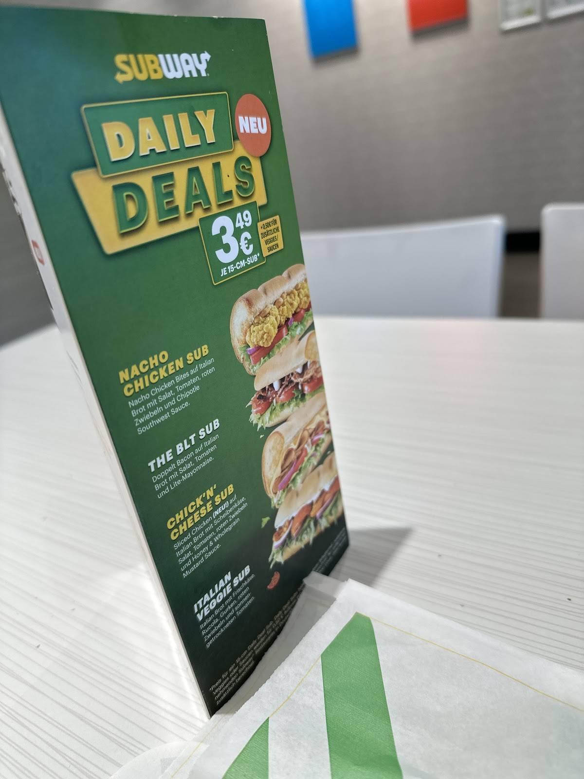Subway меню