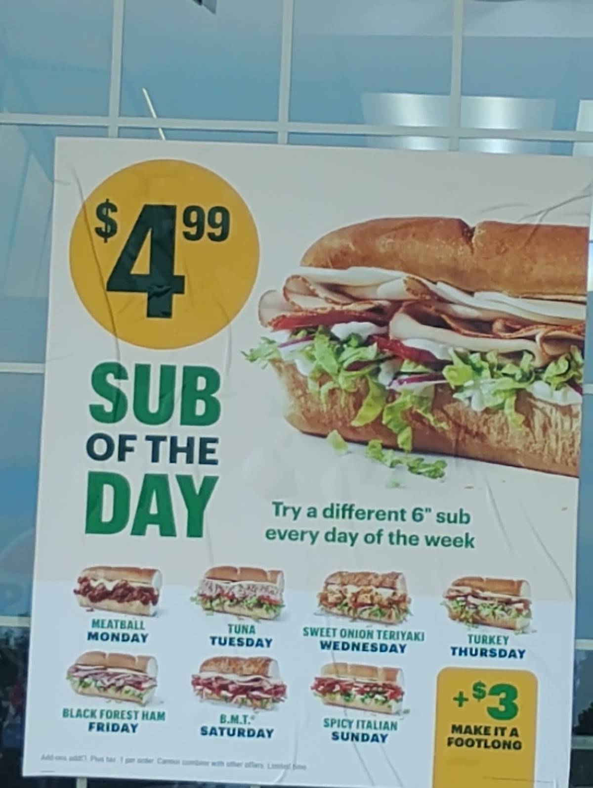 Subway меню