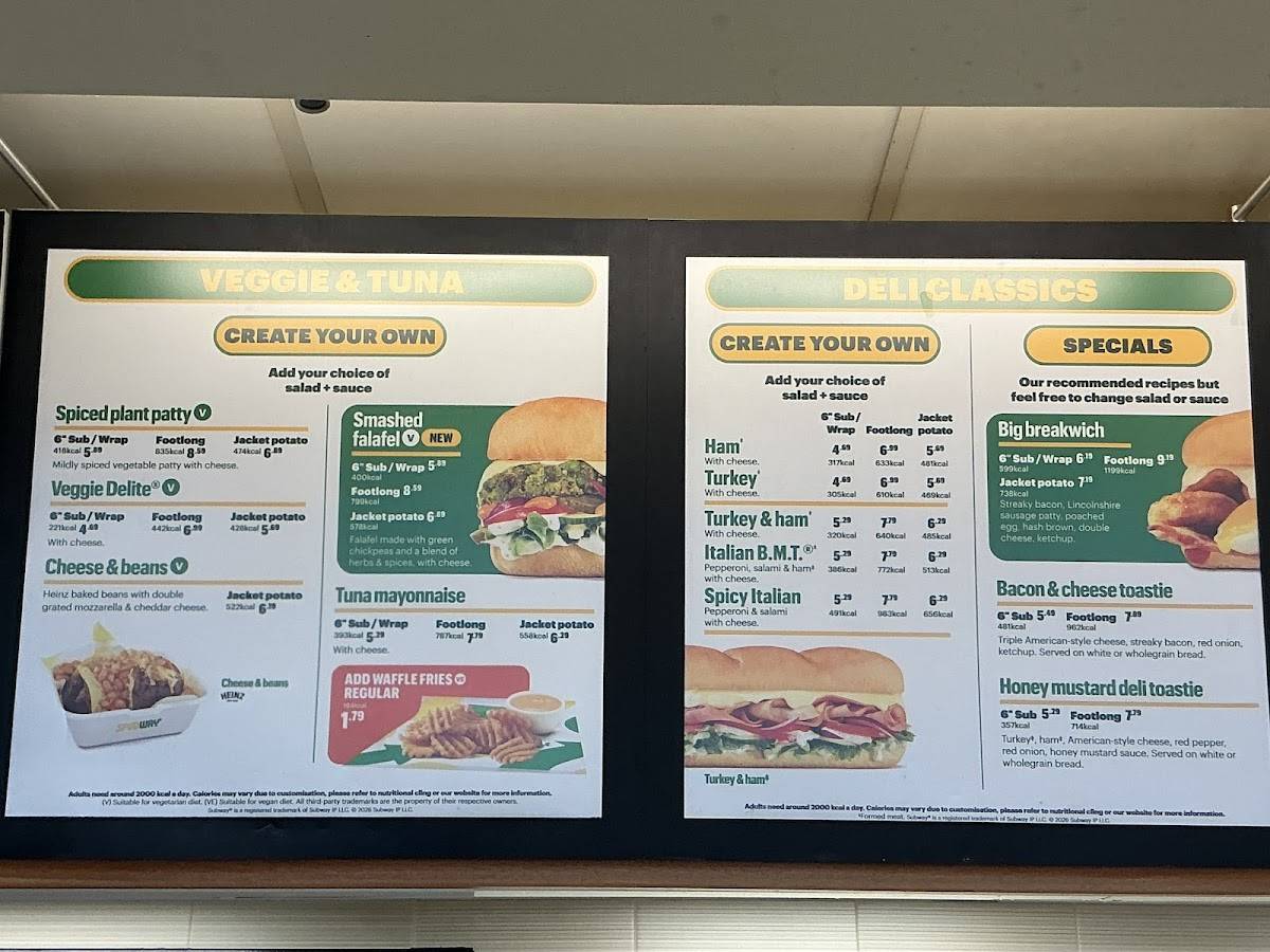 Subway меню