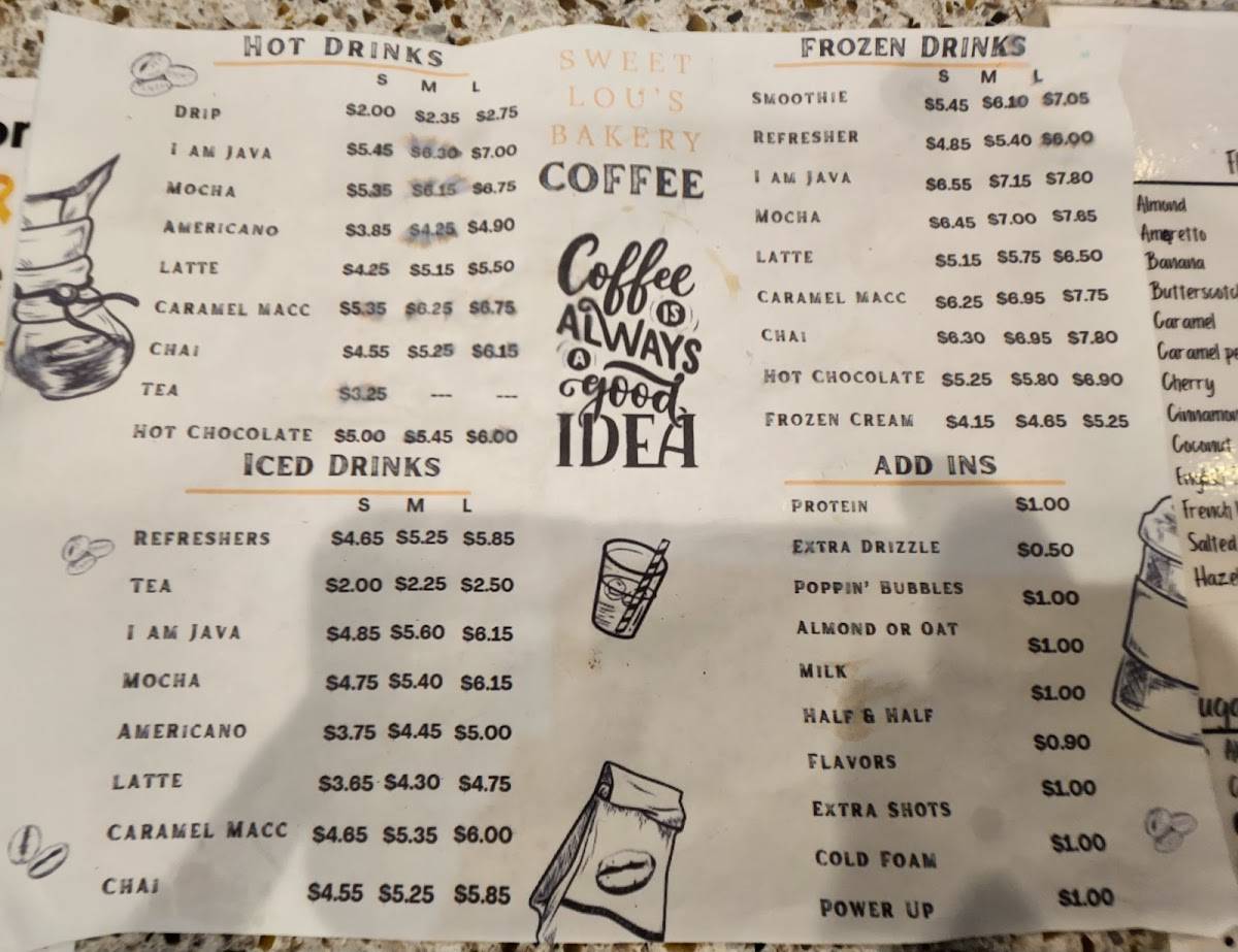 Sweet Lou’s Bakery & Java меню