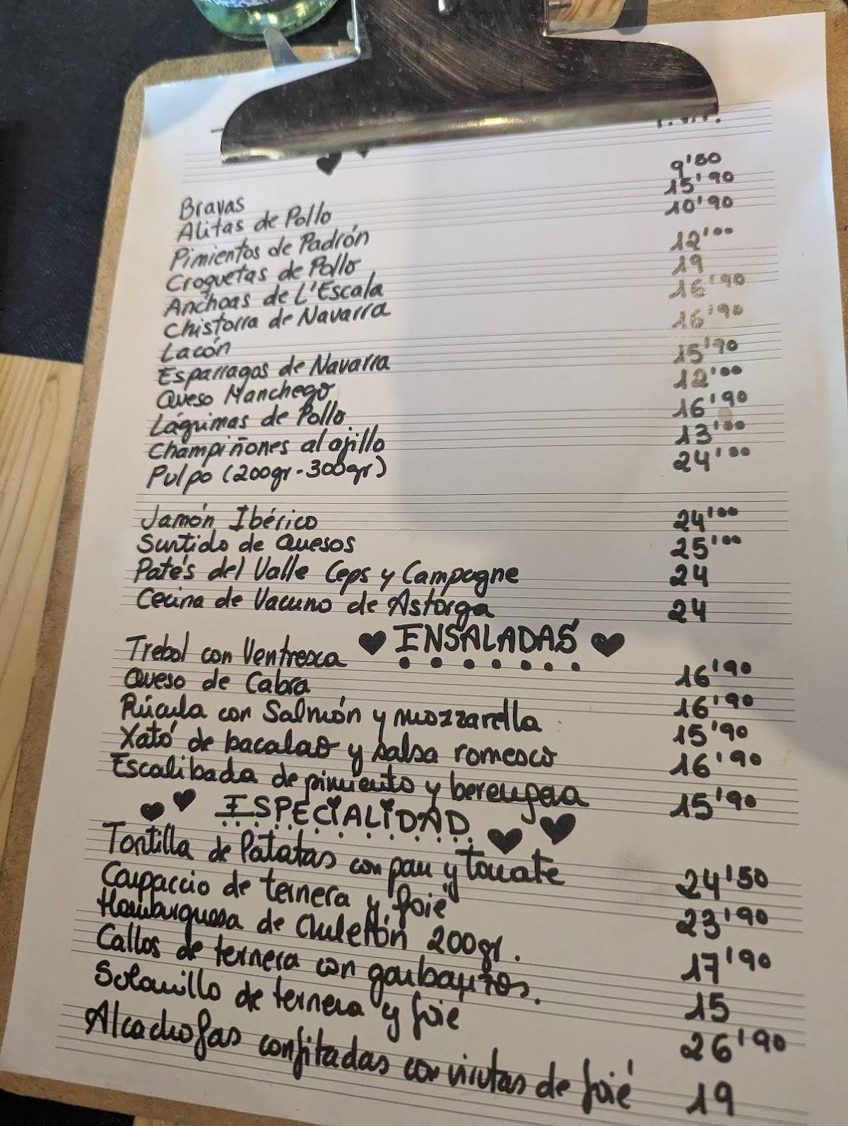 TREBOL ARTIES меню