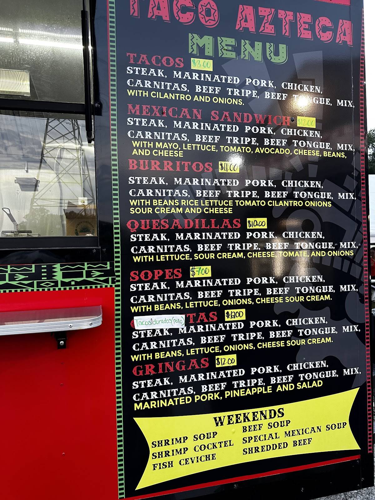 Taco Azteca меню