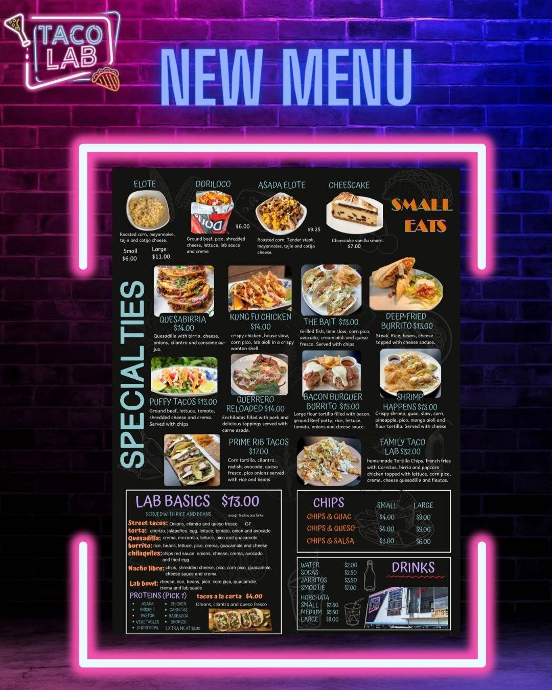 Taco Lab меню
