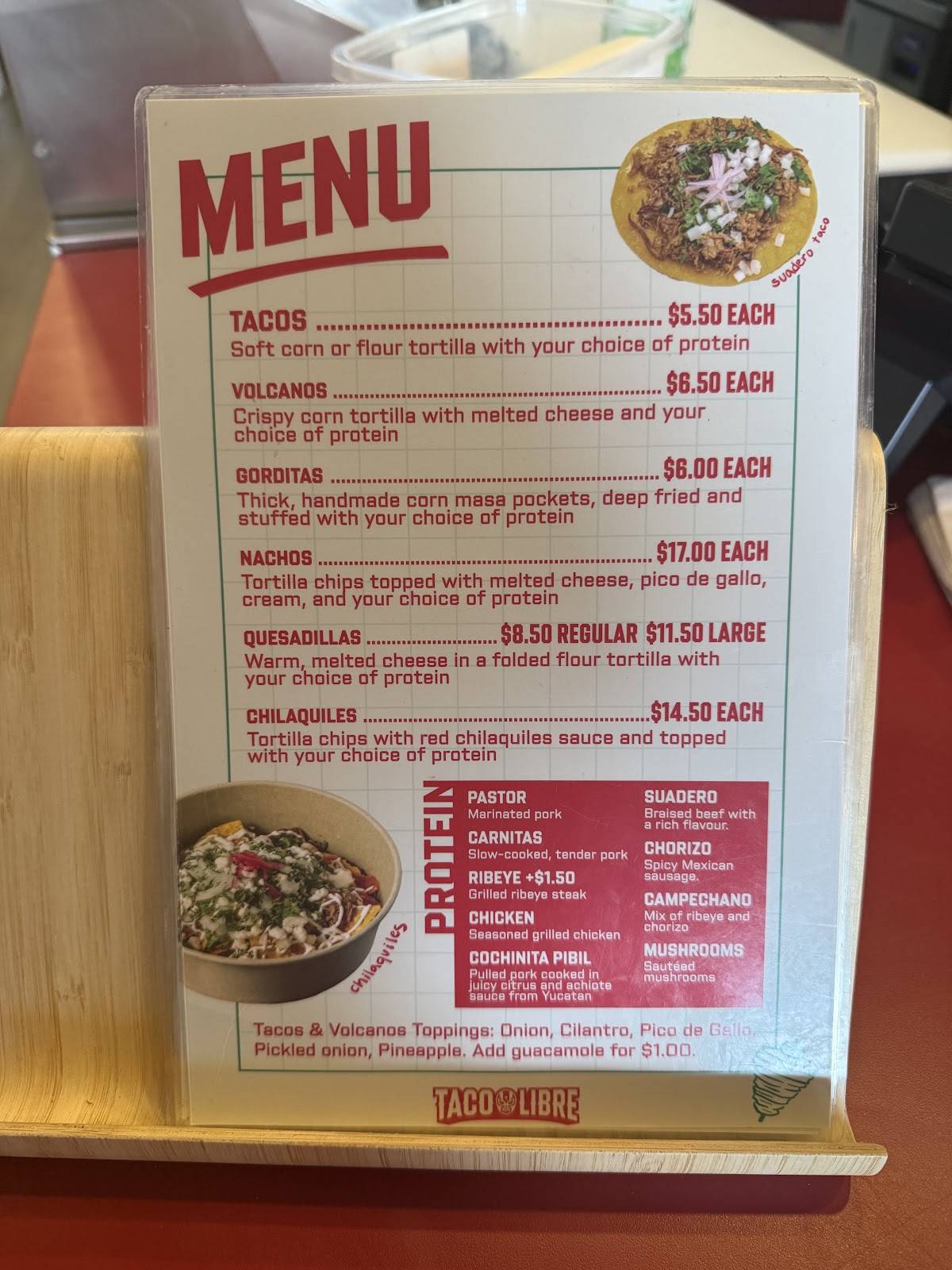 Taco Libre меню