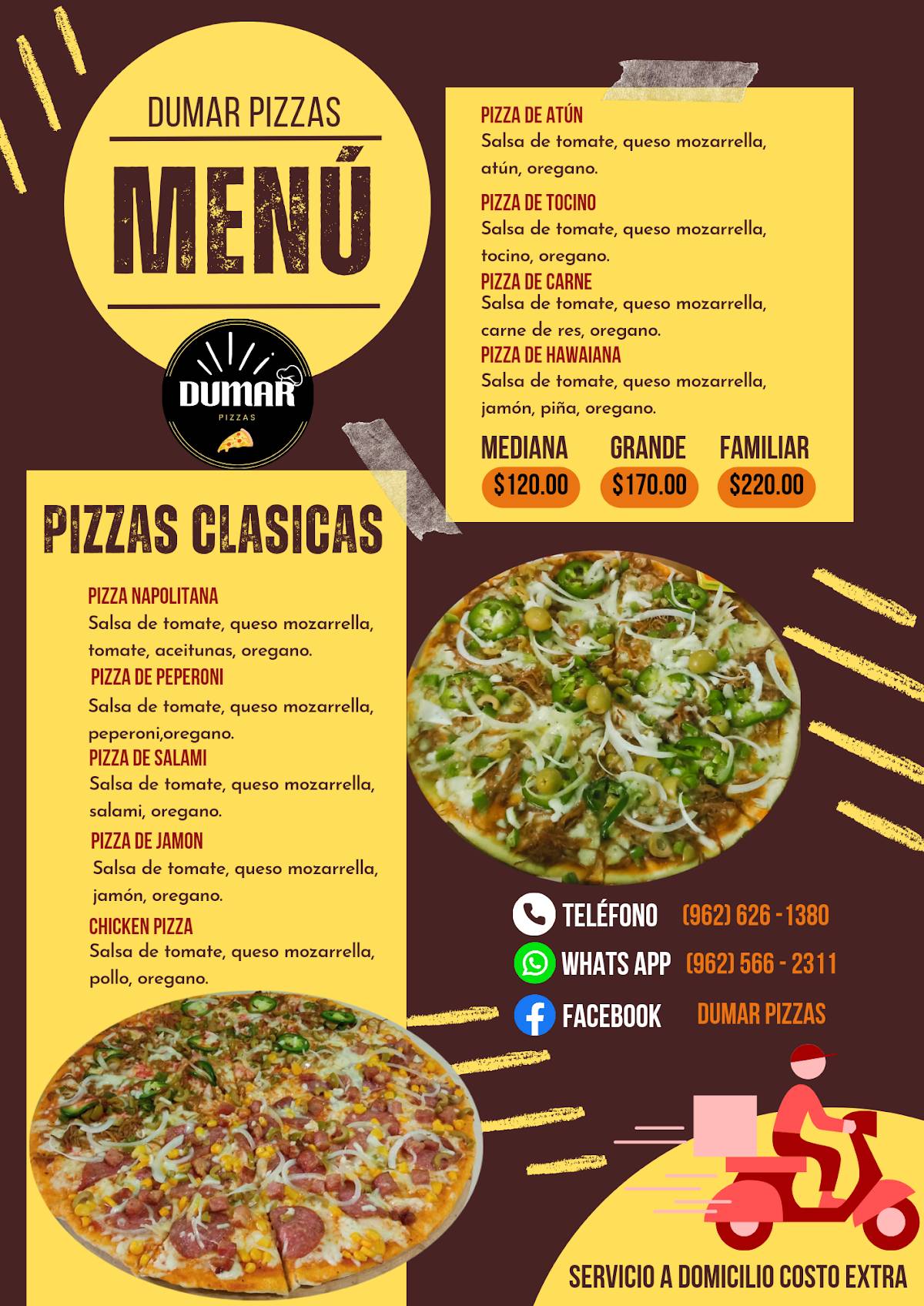 Dumar Pizzas меню