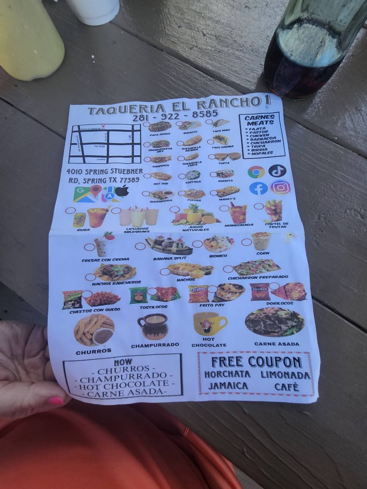 Taqueria El Rancho 1 меню