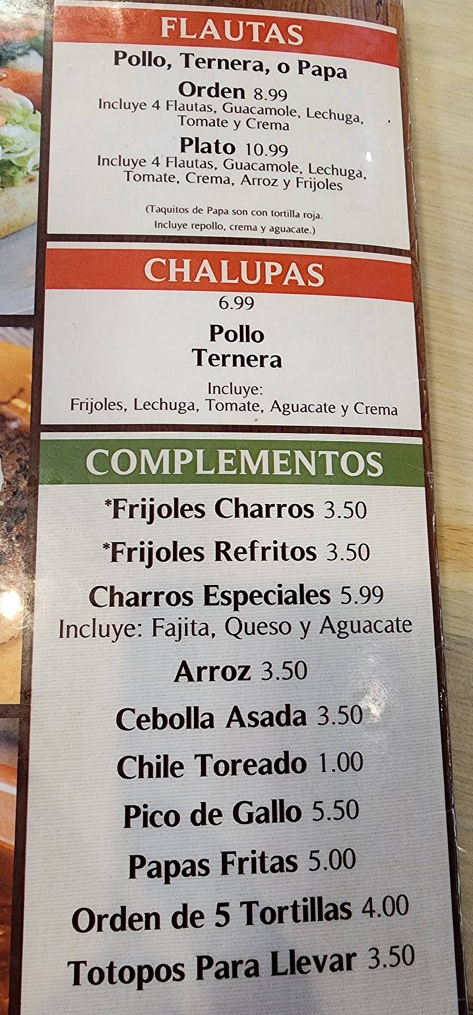 Taquitos Ravi Restaurant меню