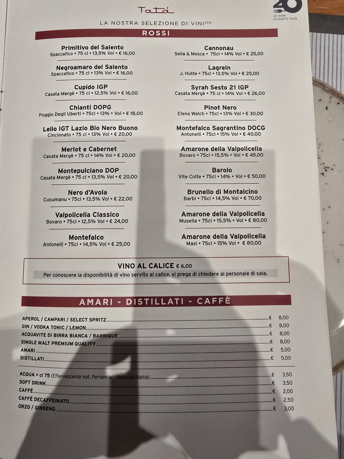 Tatà Pizzeria Griglieria - Pizzeria a Roma меню