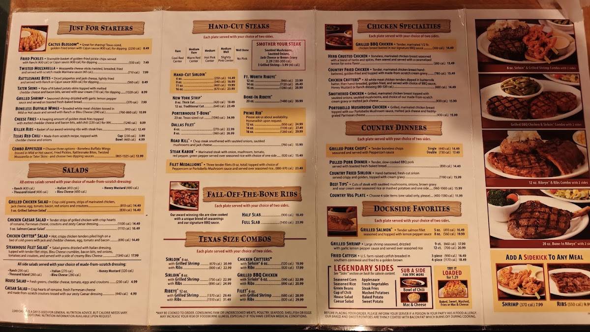 Texas Roadhouse меню
