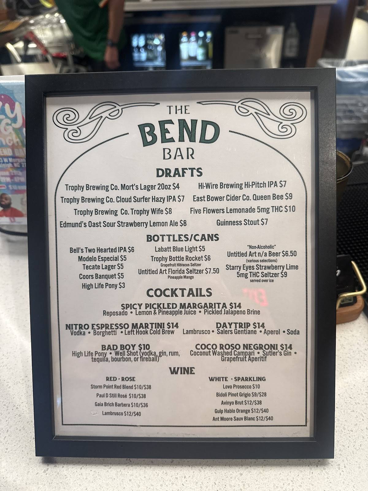 The Bend Bar меню