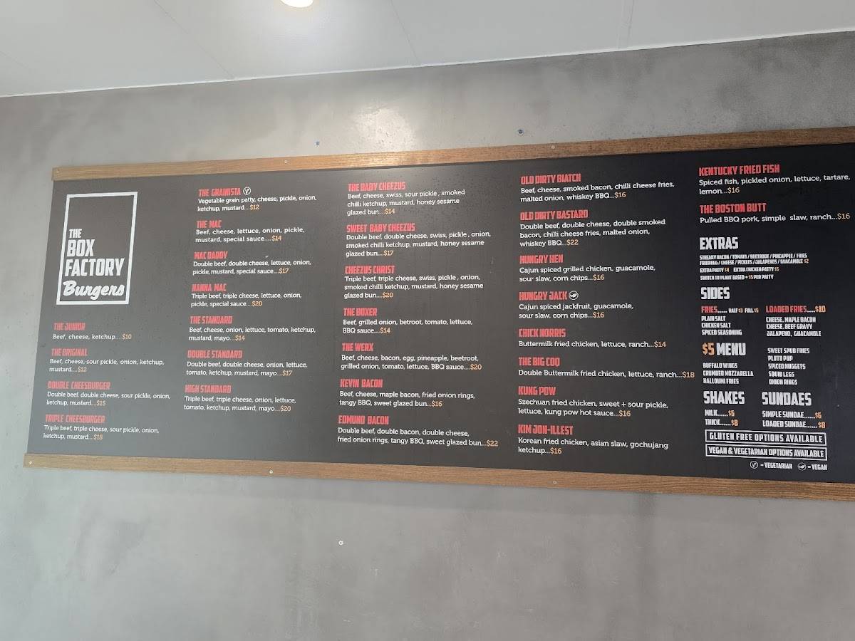 The Box Factory Burgers меню