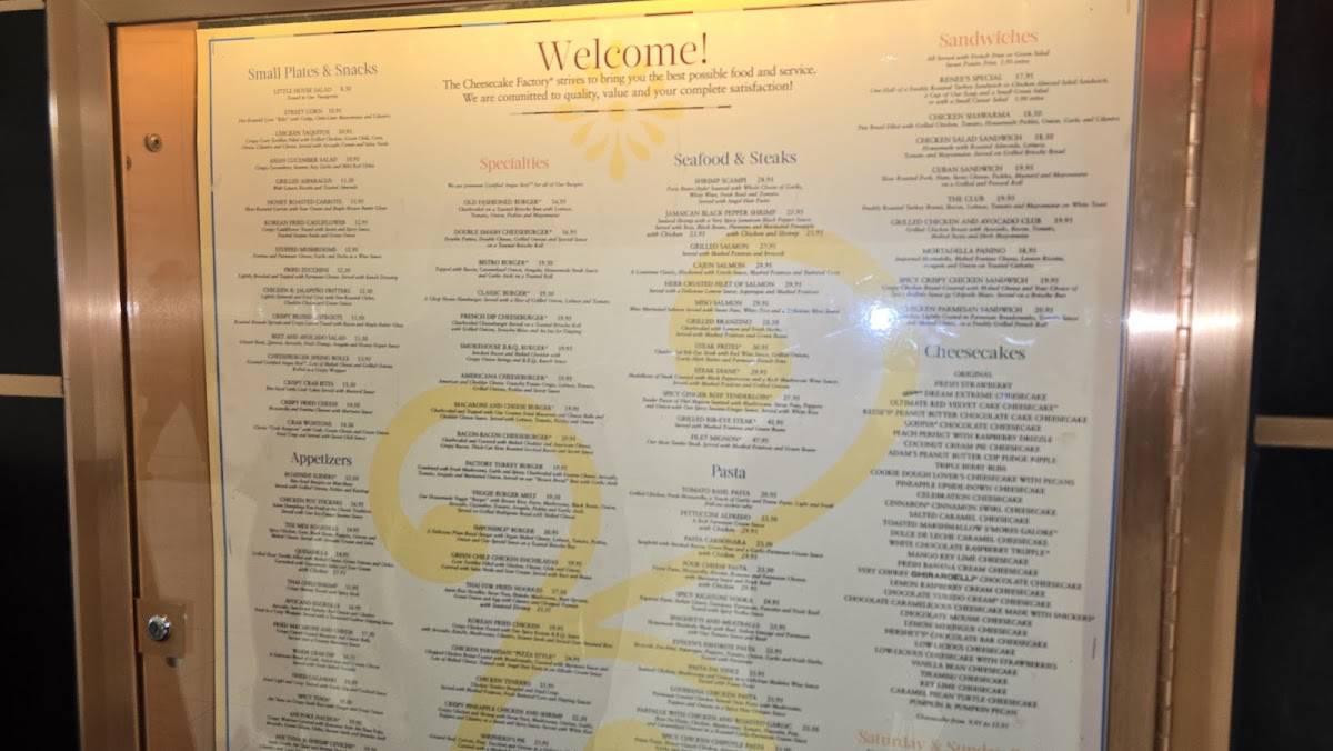 The Cheesecake Factory меню