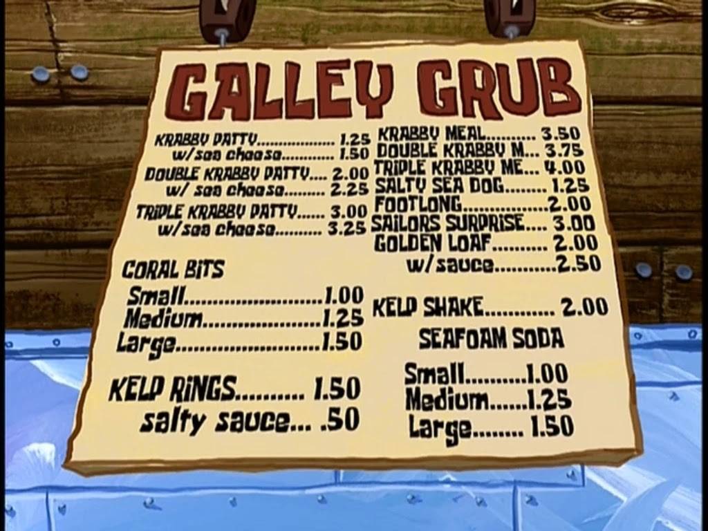 The Krusty Krab меню