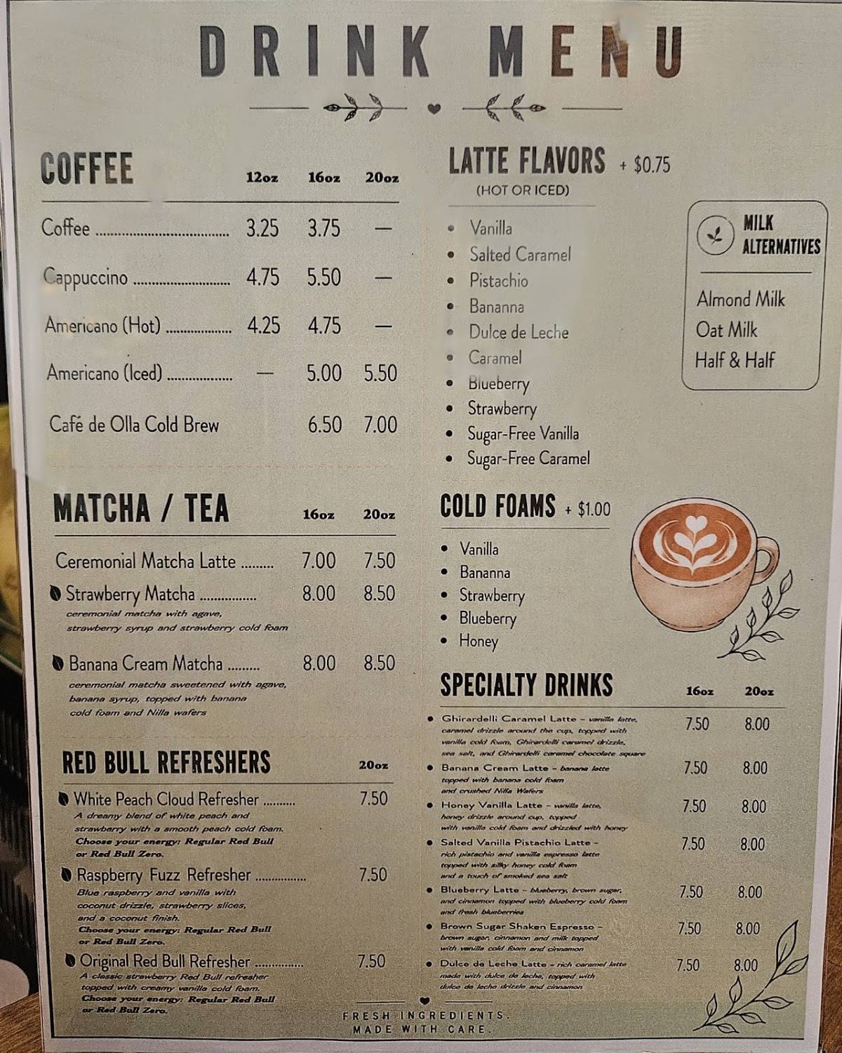 The NoteBook Cafe меню