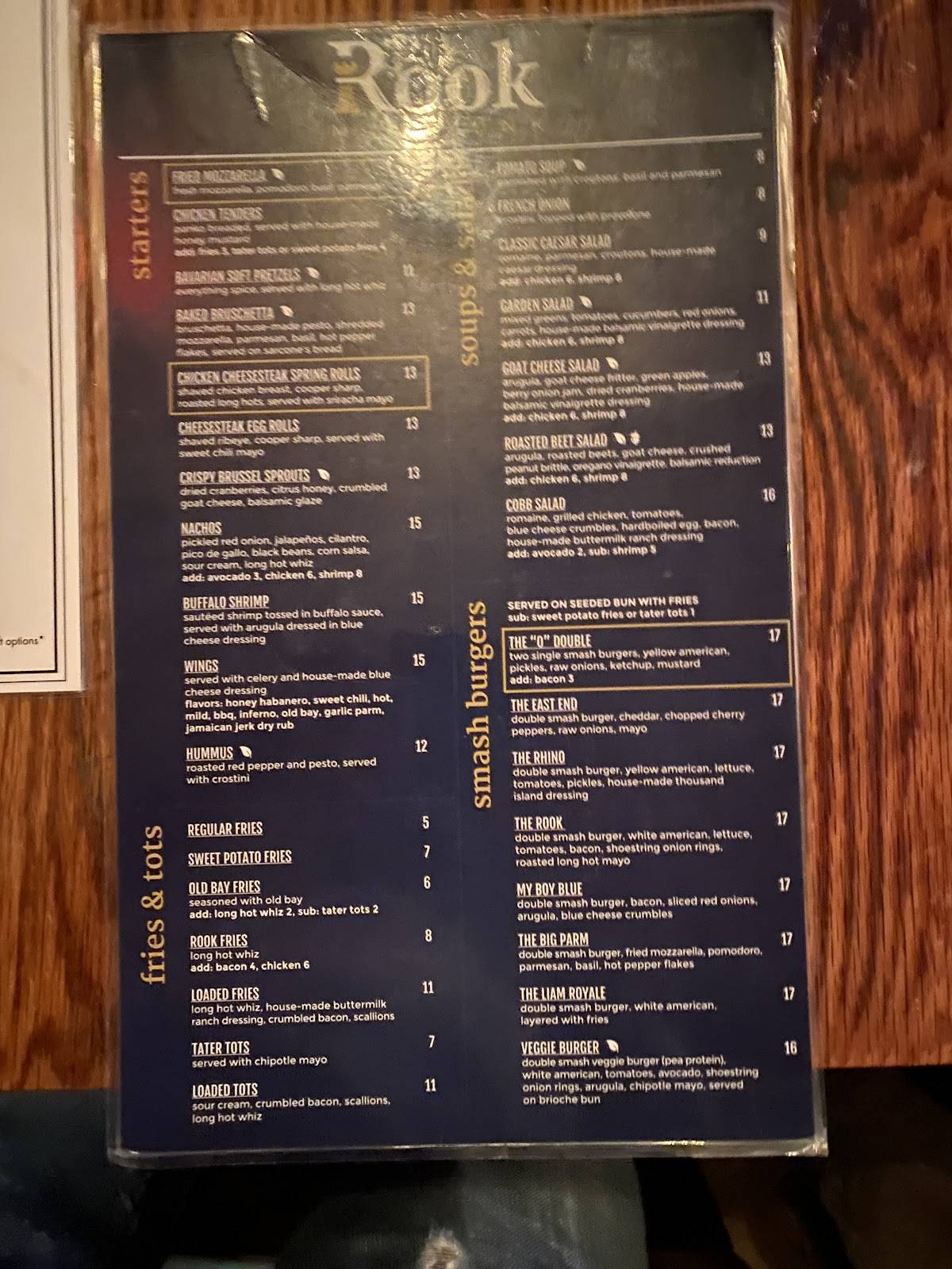 The Rook Manayunk меню