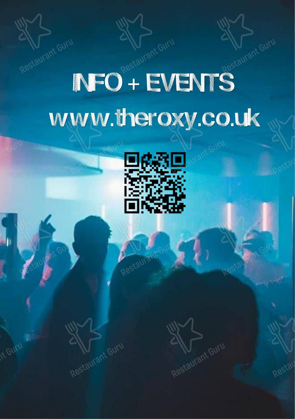 Меню напитков паба и бара The Roxy в Лондоне