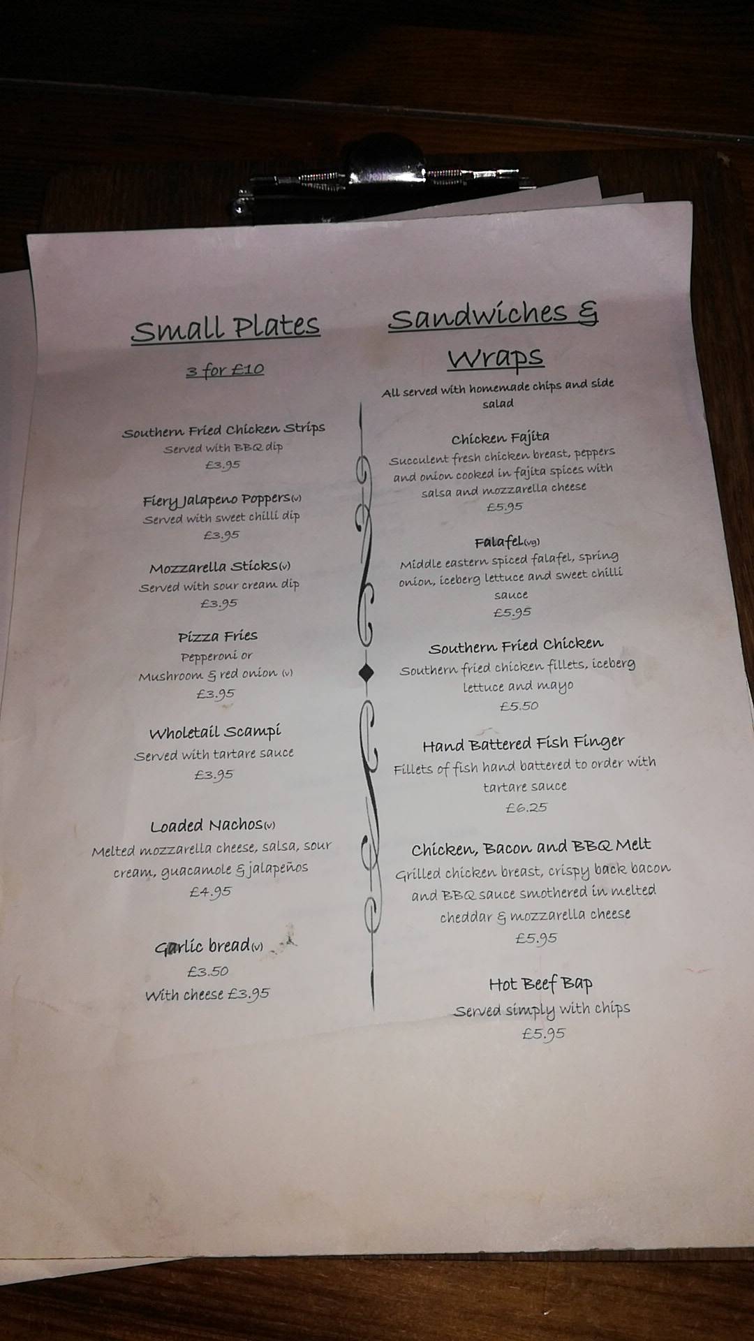 The Stumble Inn меню