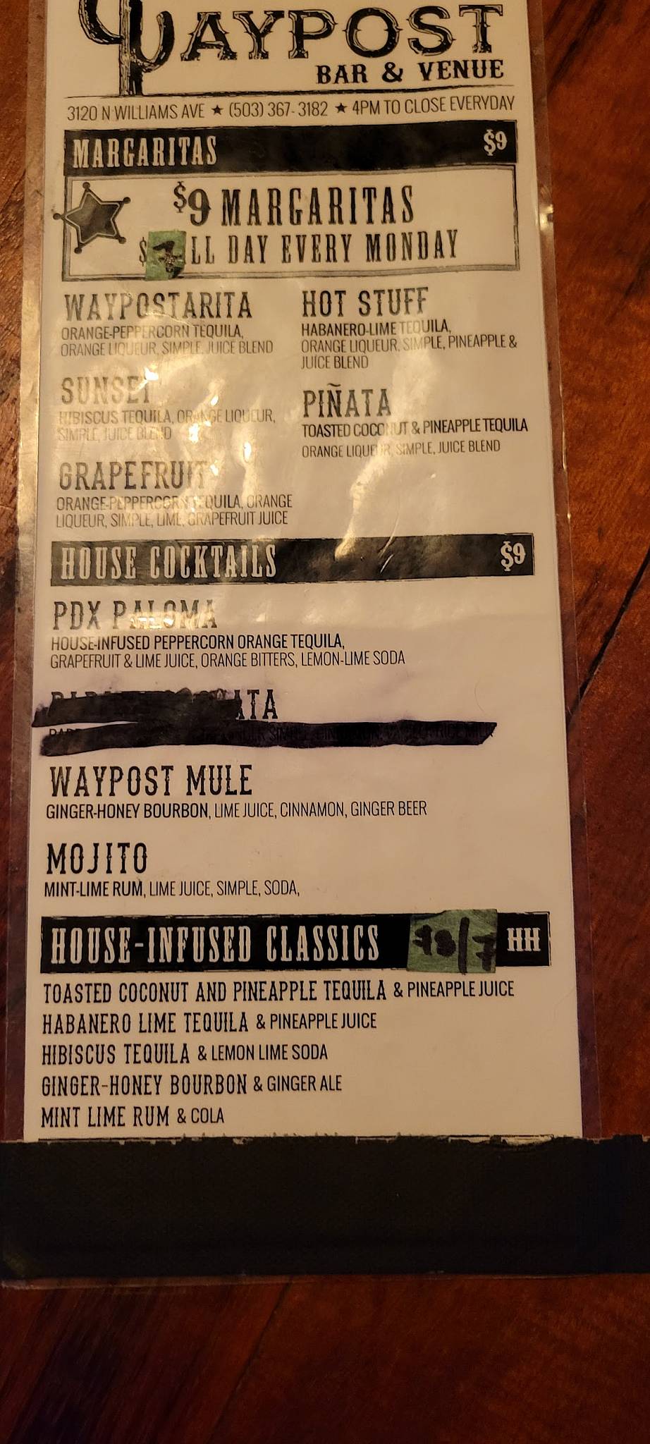 The Waypost меню