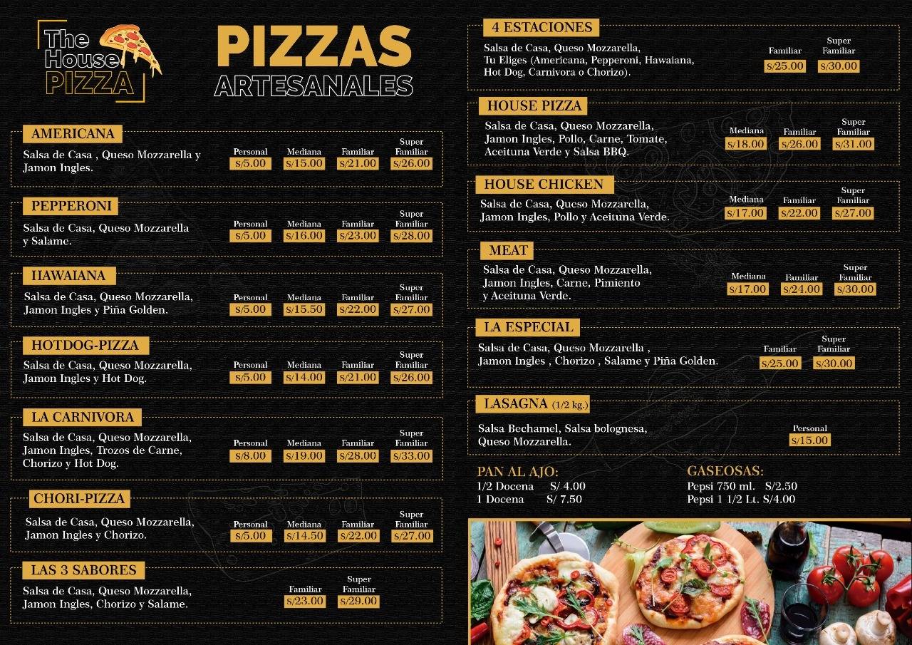 The house pizzaria меню