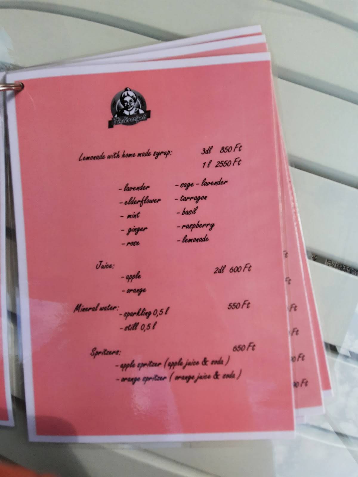 Tündérsziget - nagyi sütödéje меню