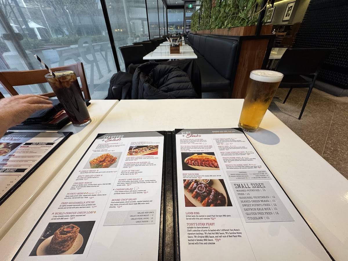 Tony Roma's меню