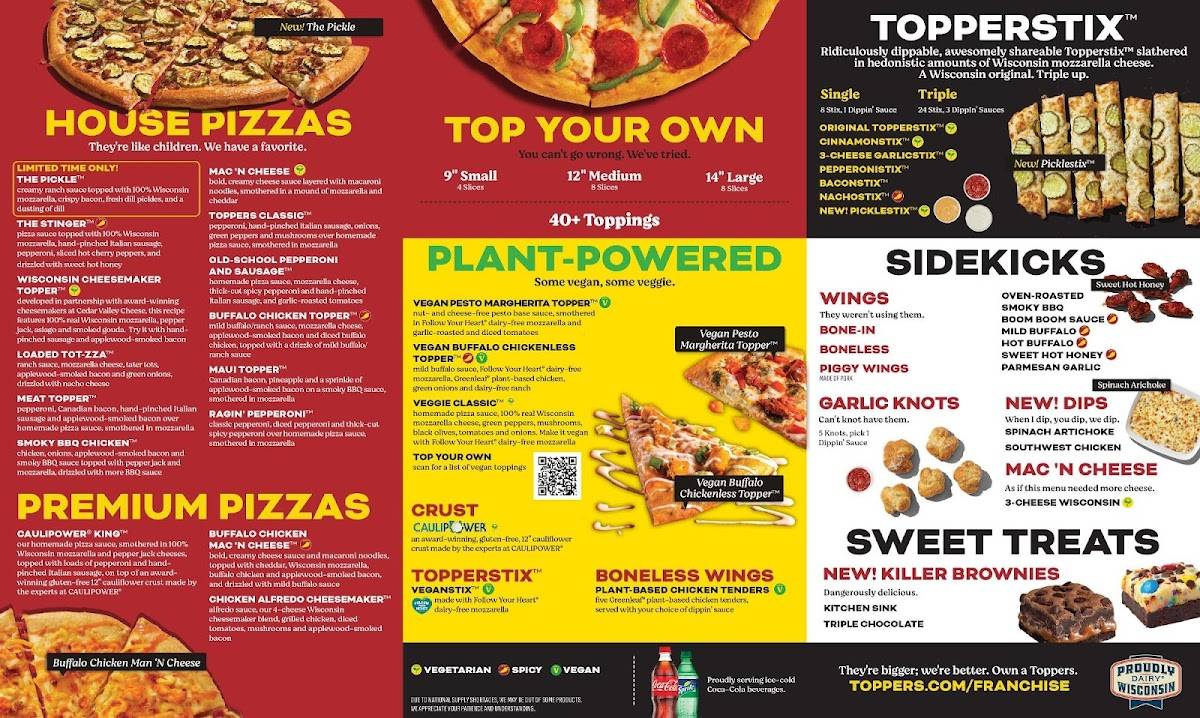 Toppers Pizza меню