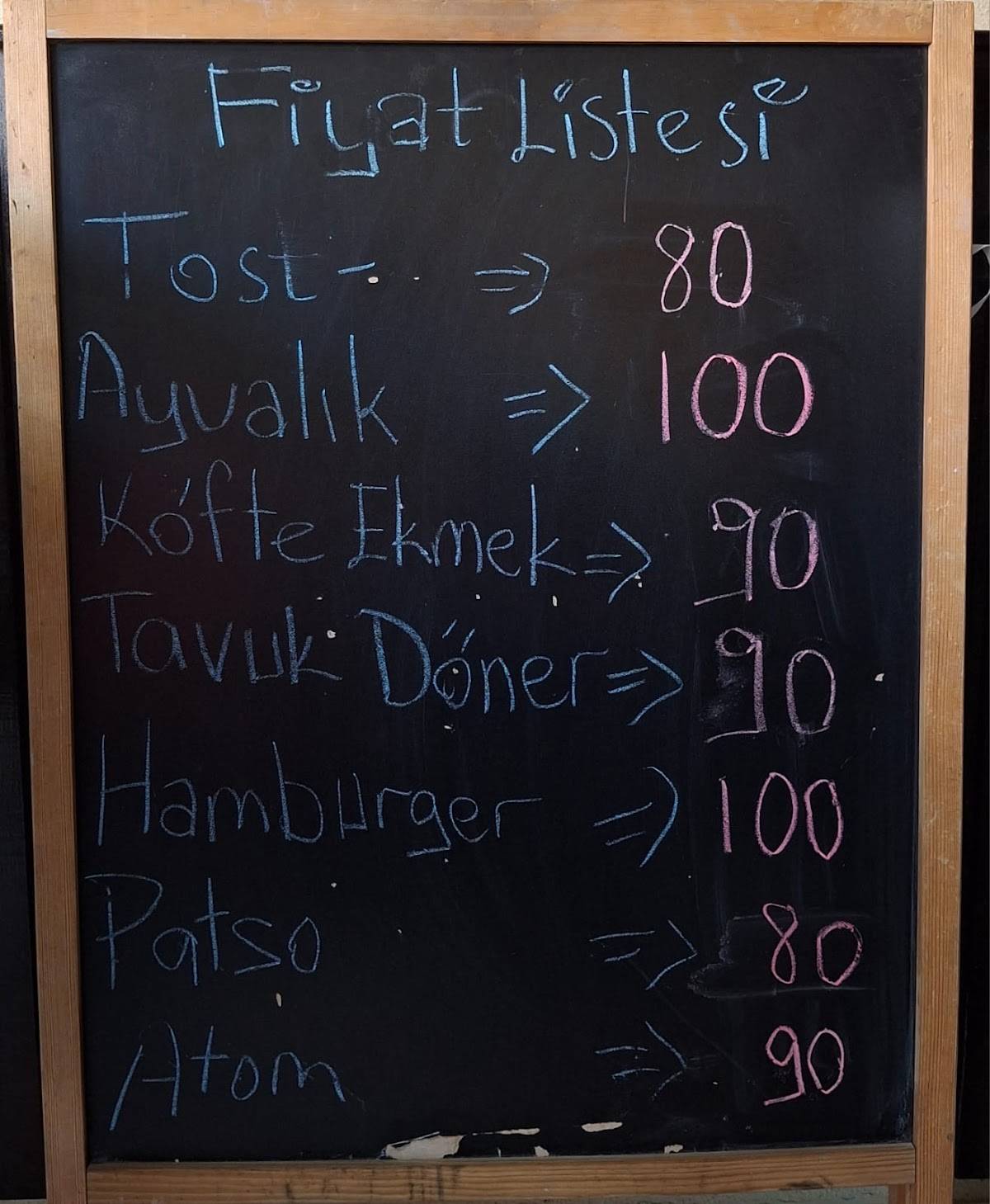 Tost Dünyası меню
