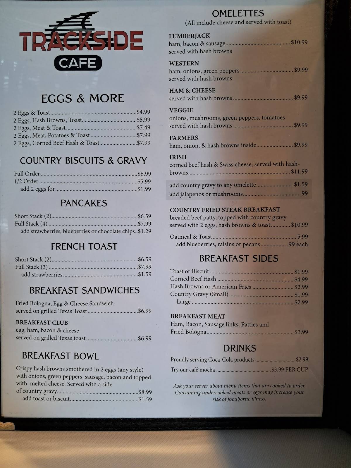 TrackSide Cafe меню