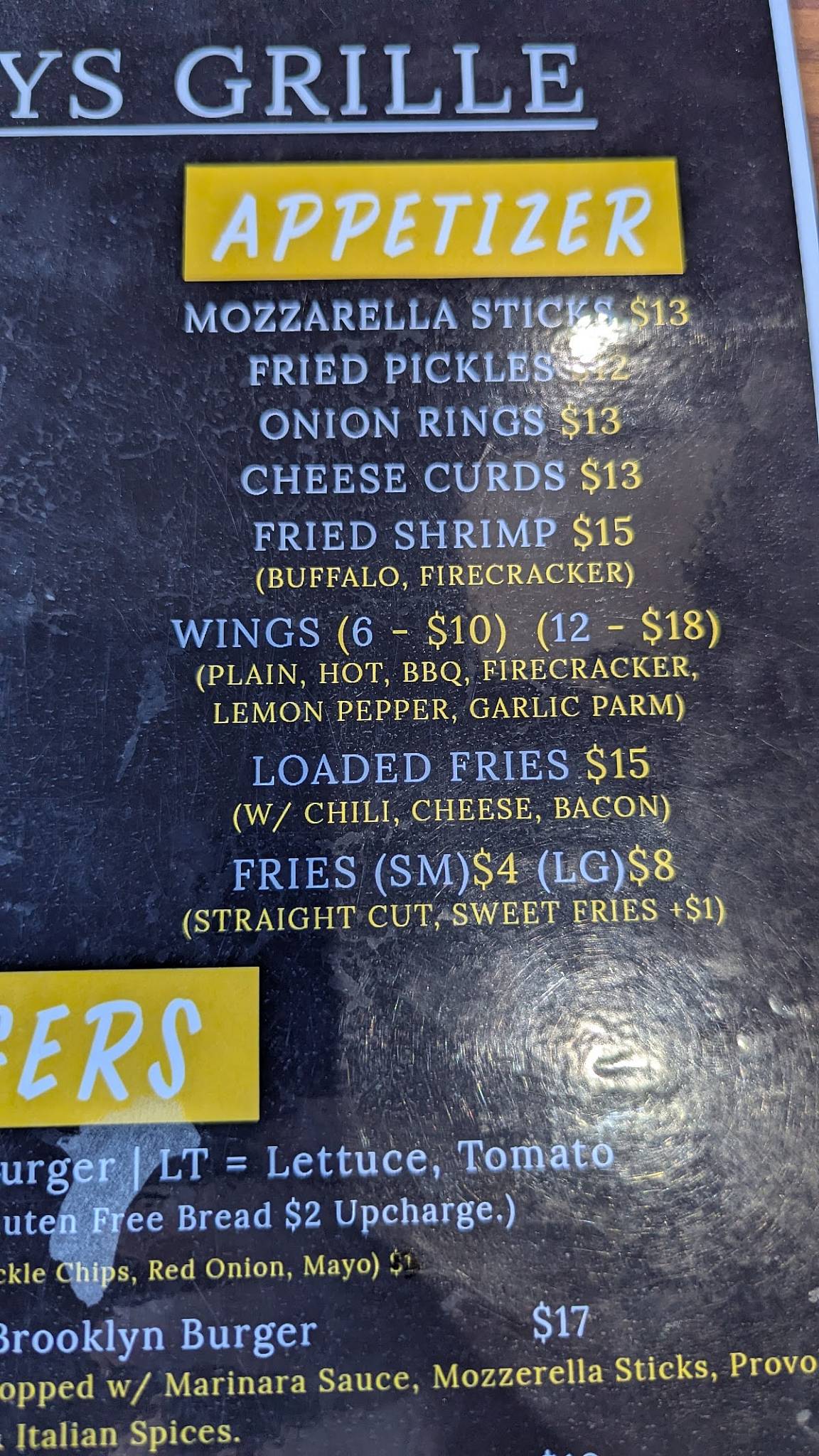 Two Guys Grille Inc меню