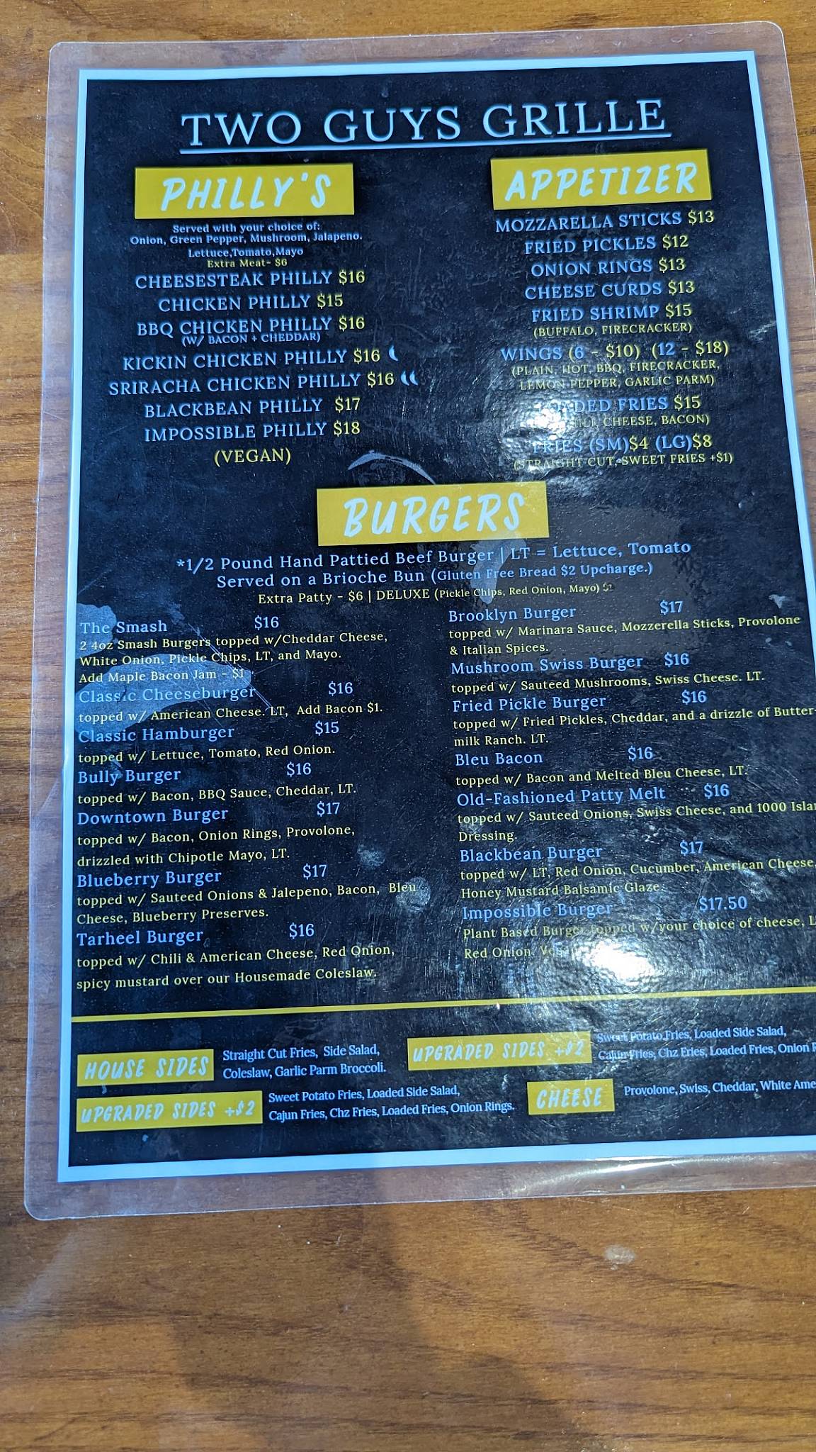 Two Guys Grille Inc меню