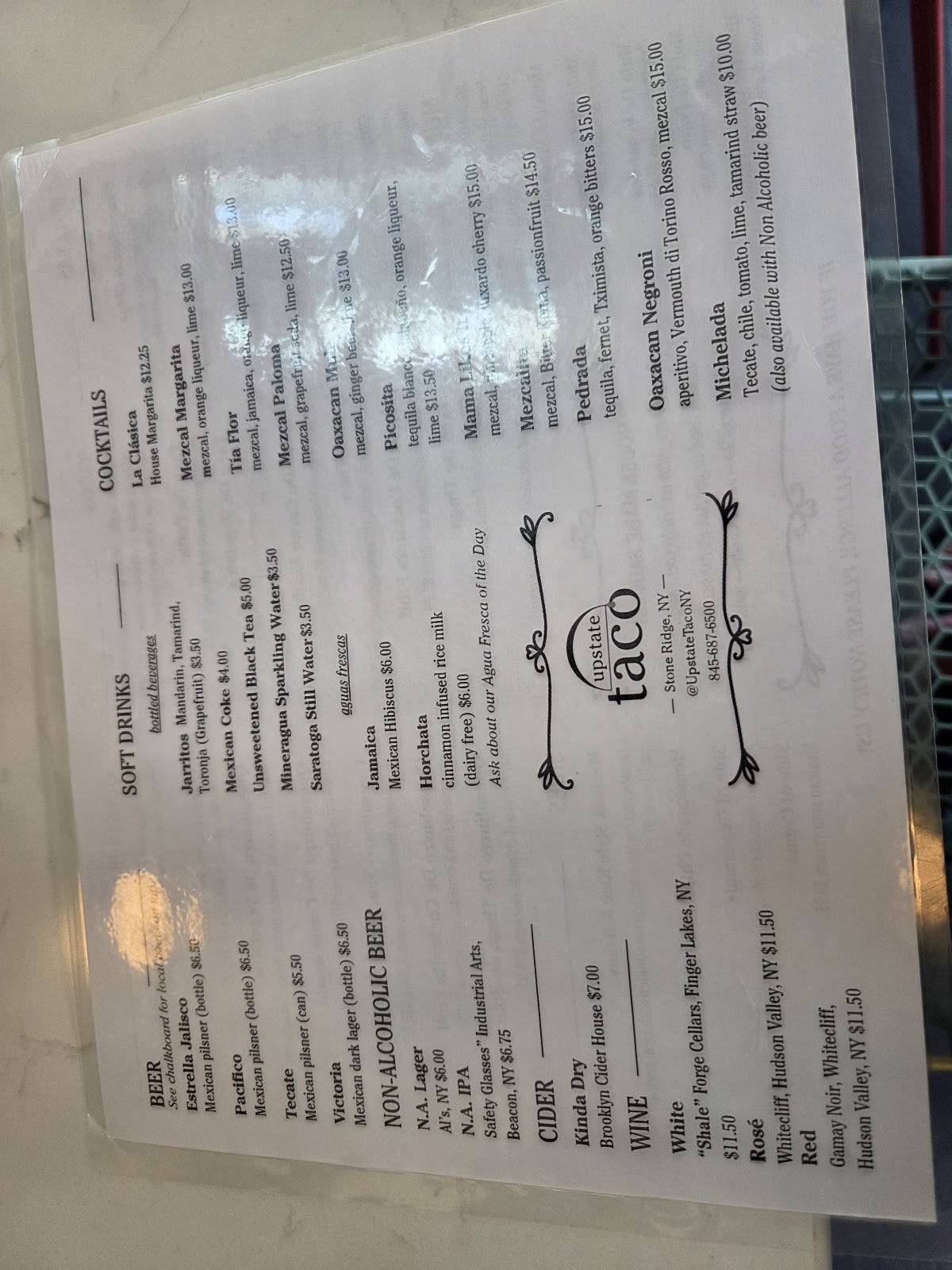Upstate Taco меню