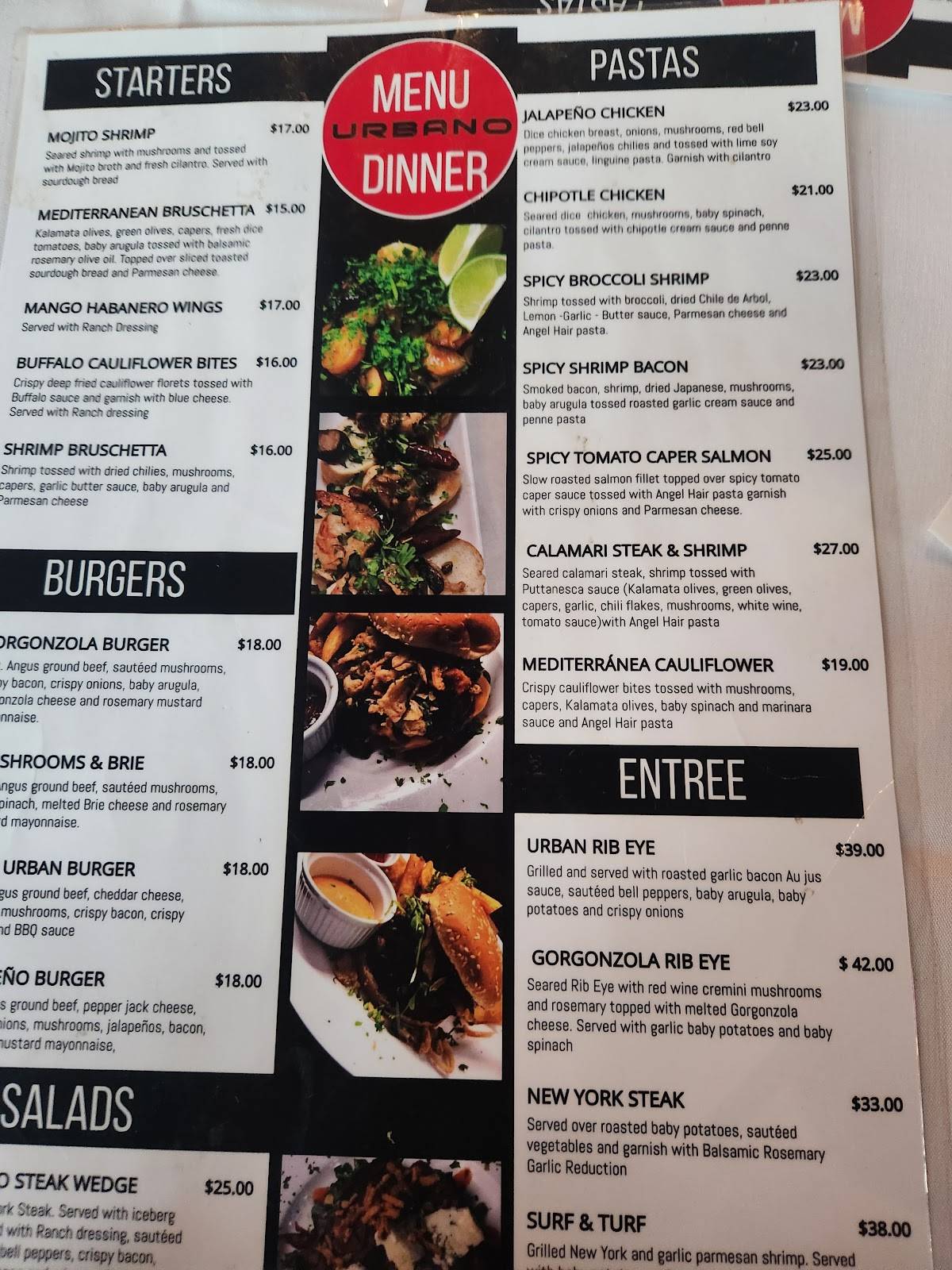 Urbano California Bistro меню