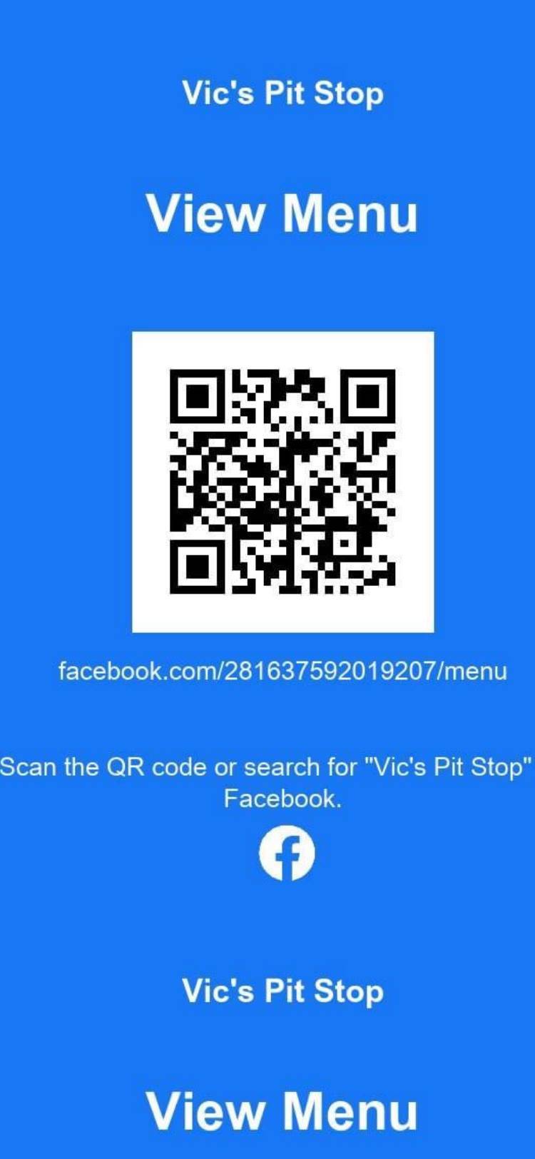 Vic's Pit Stop меню