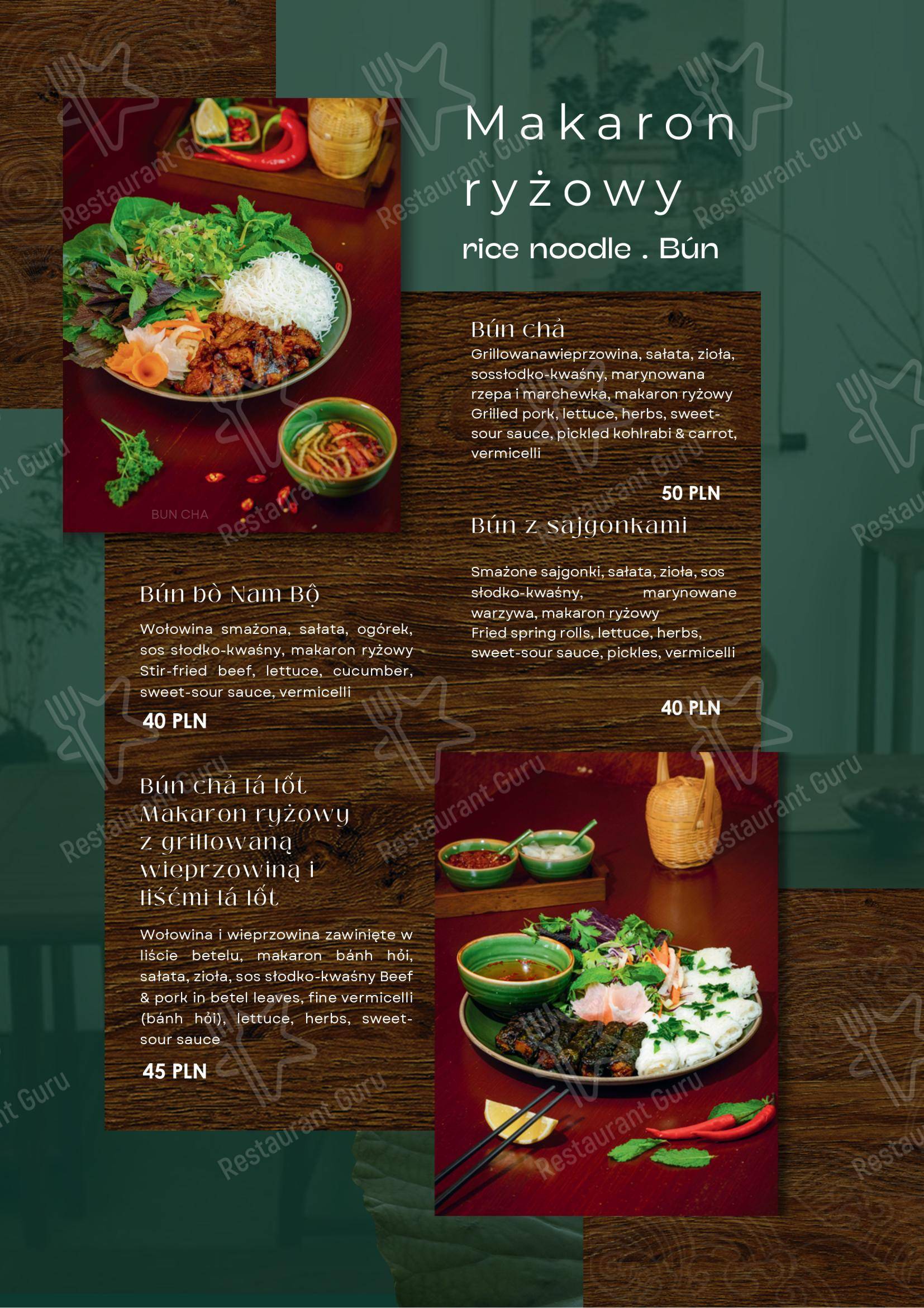 Меню ресторана Viet Rice Essence - Restauracja Wietnamska Bemowo