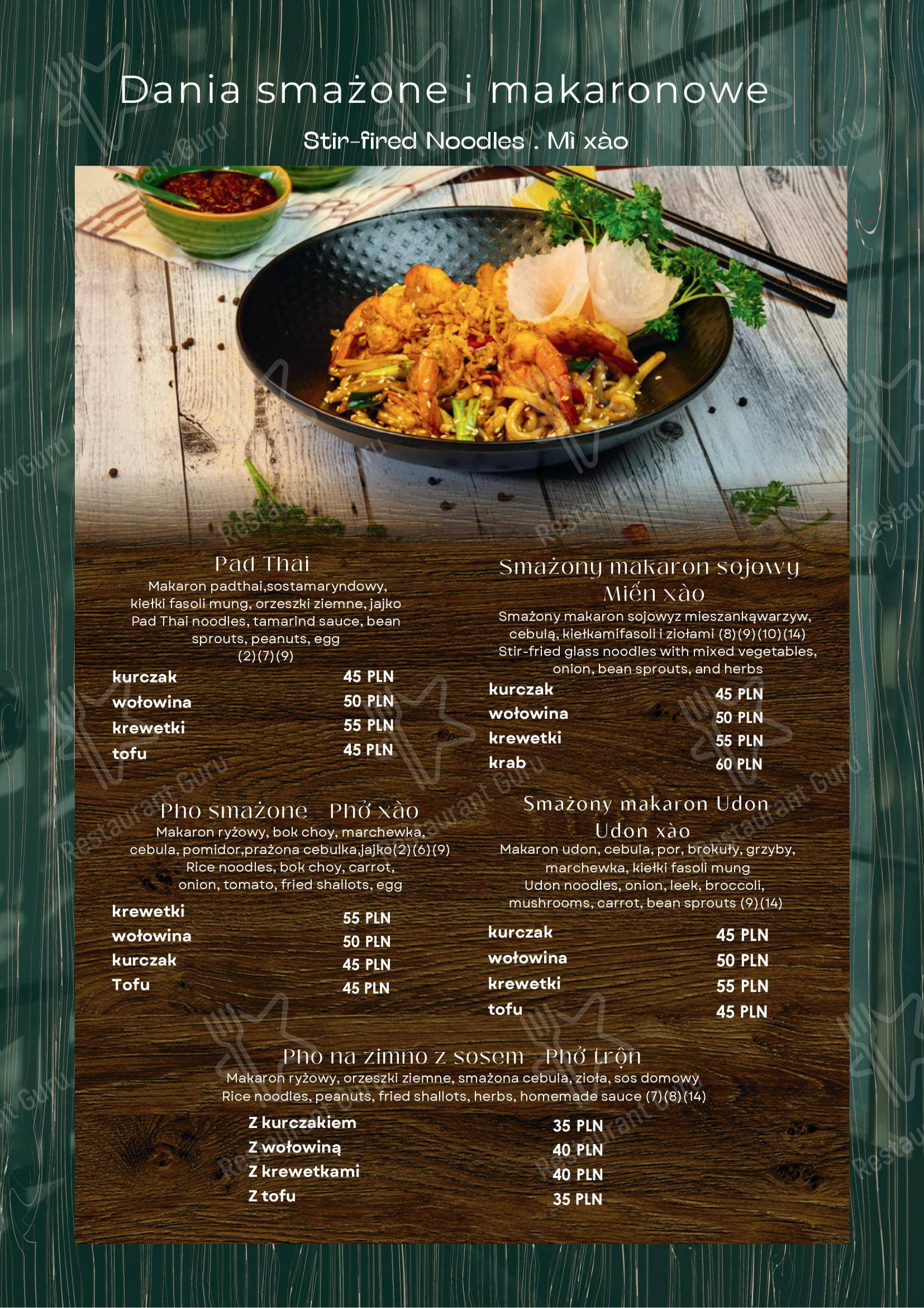 Меню ресторана Viet Rice Essence - Restauracja Wietnamska Bemowo - Меню