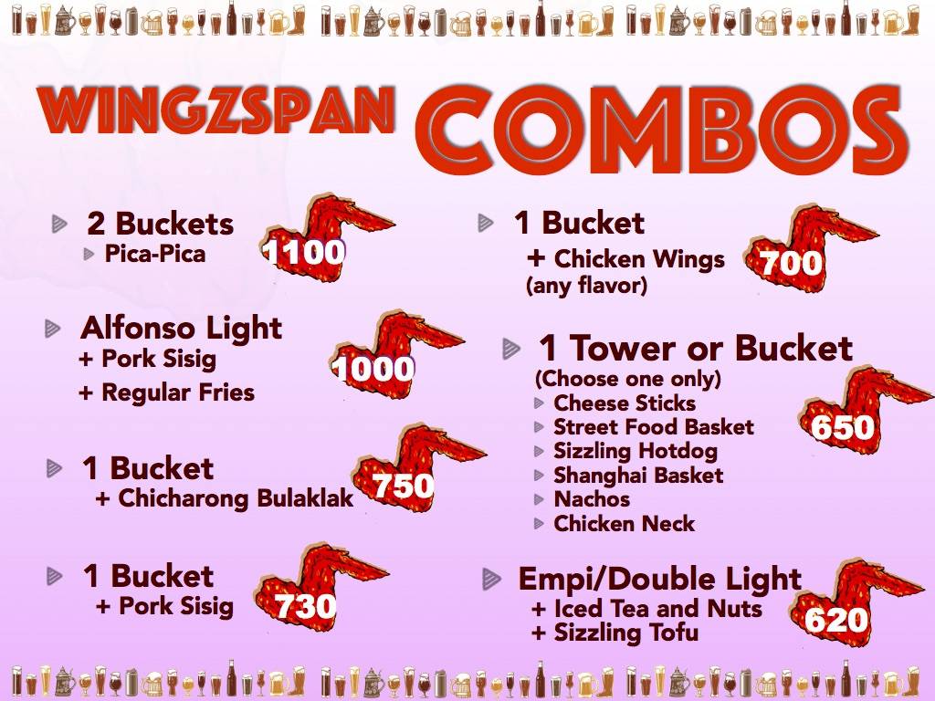 WINGZSPAN меню