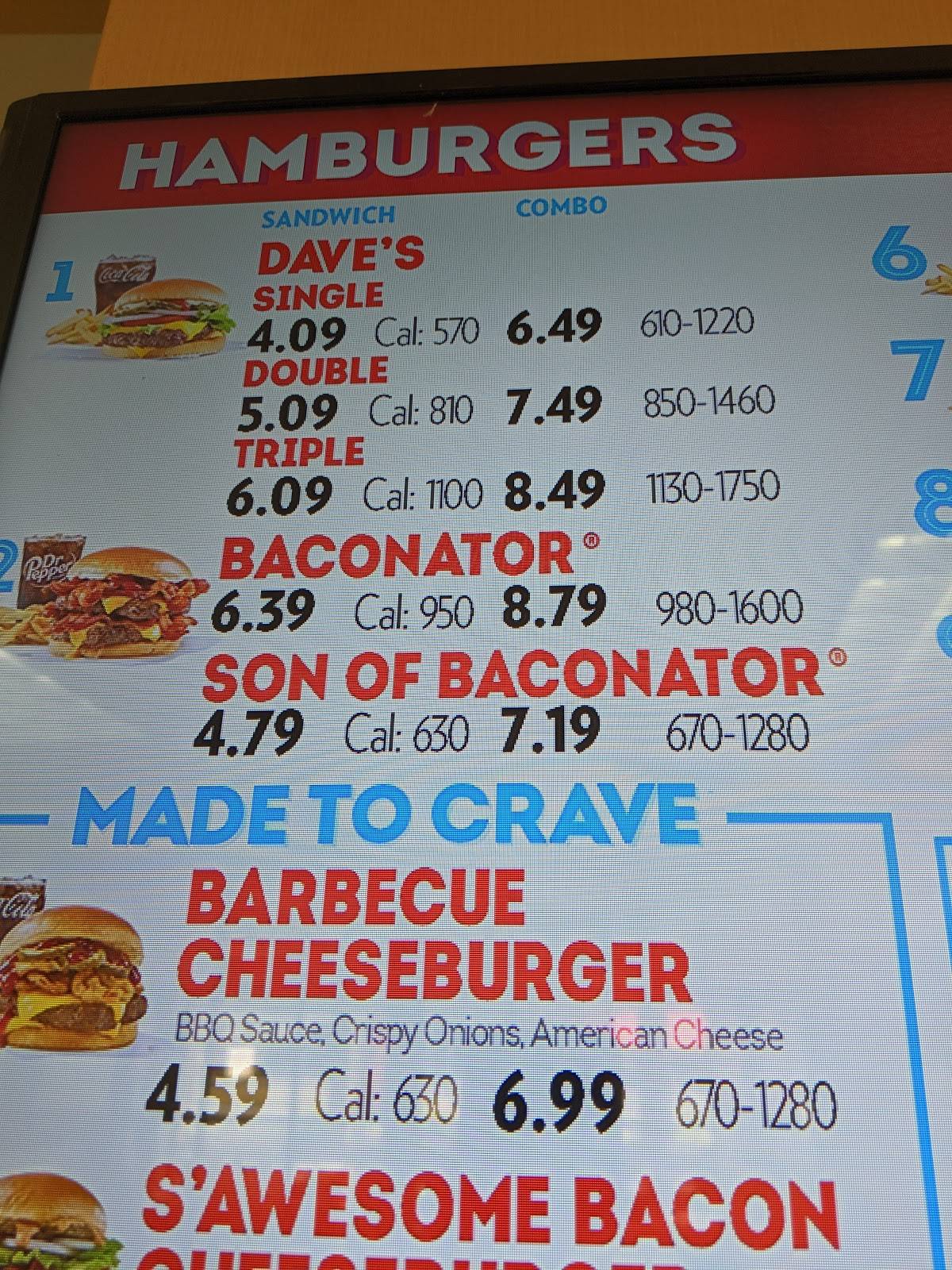 Wendy's меню