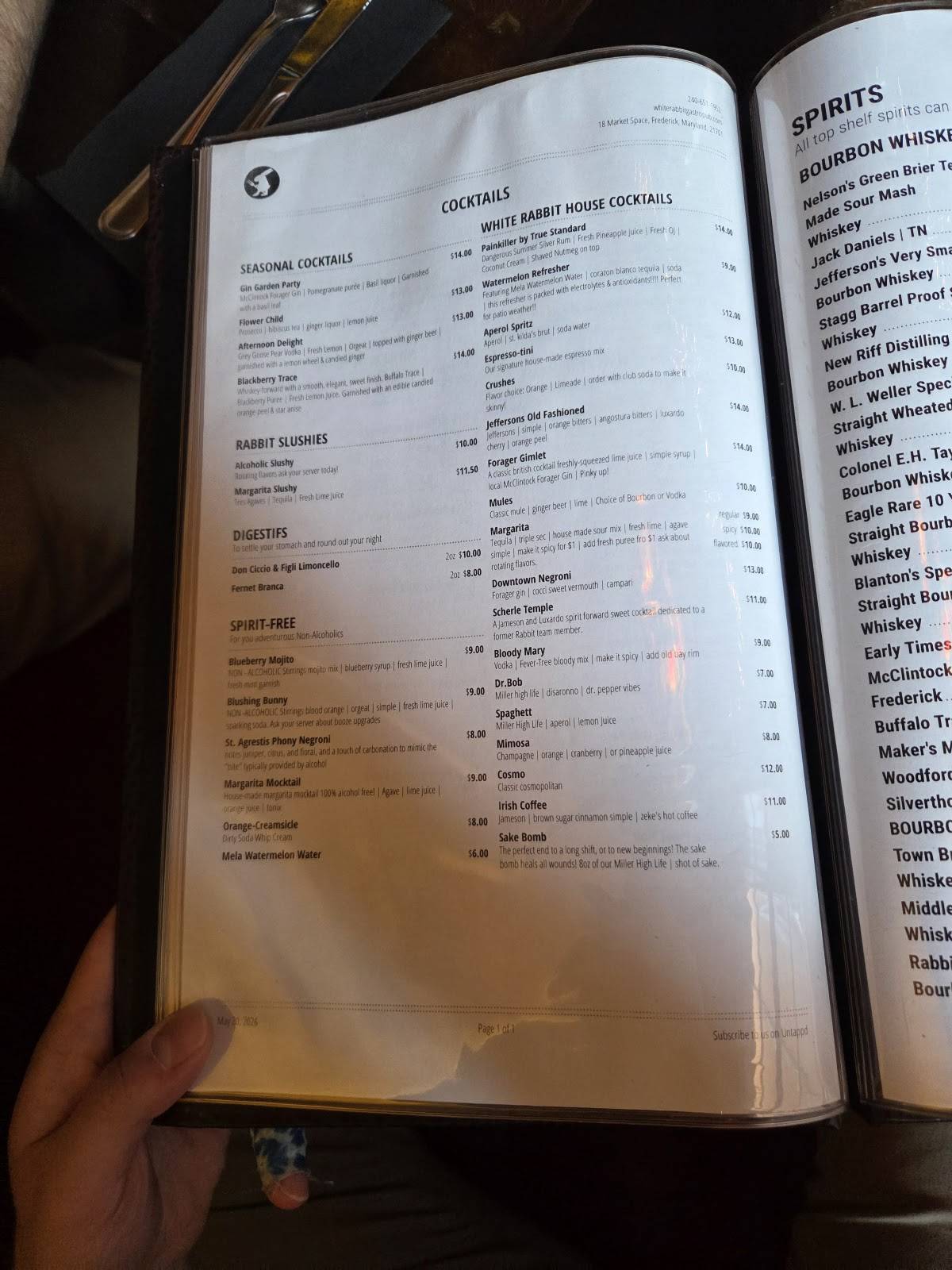 White Rabbit Gastropub меню