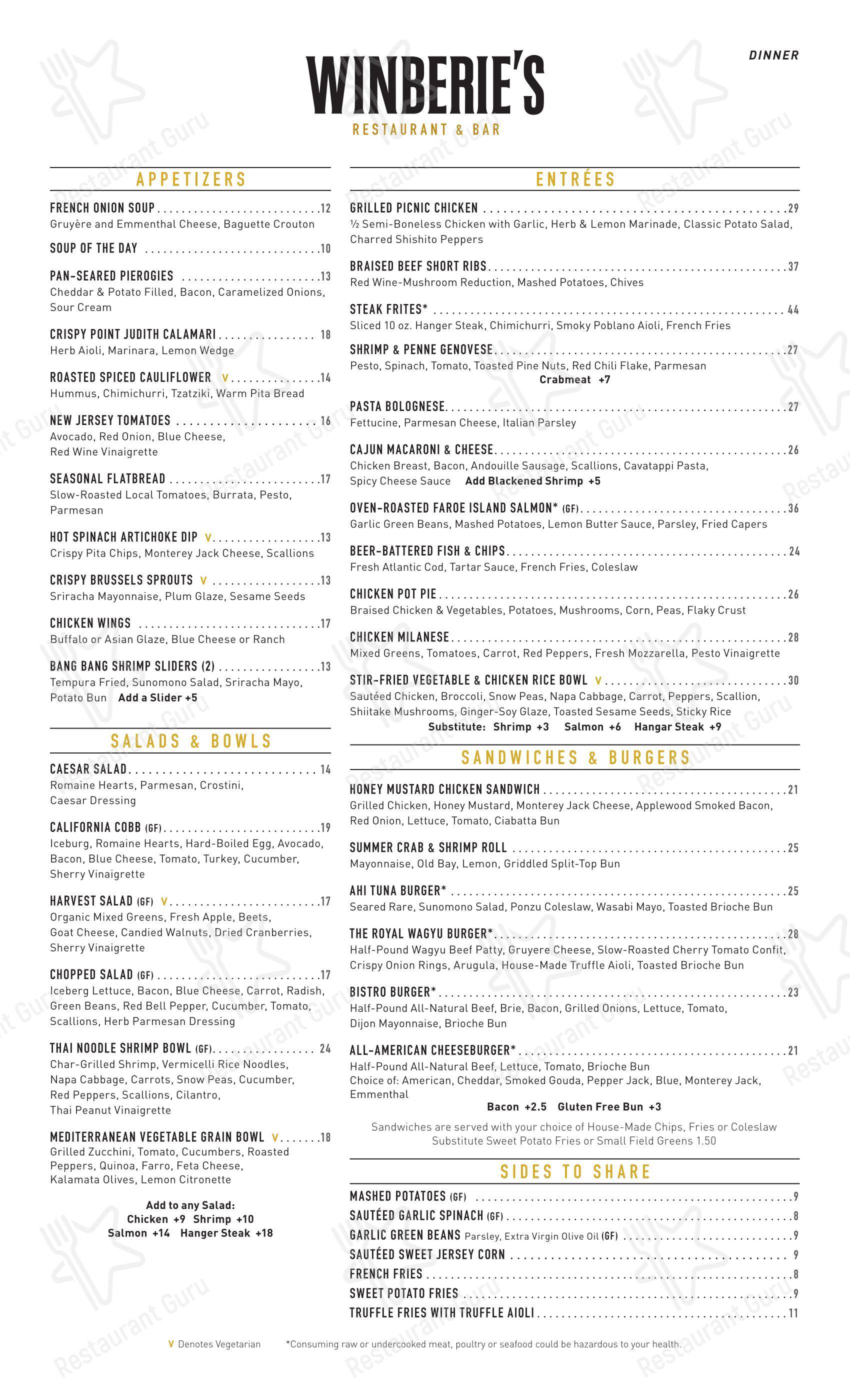 Winberie's Restaurant & Bar в Саммите - Коктейльная карта
