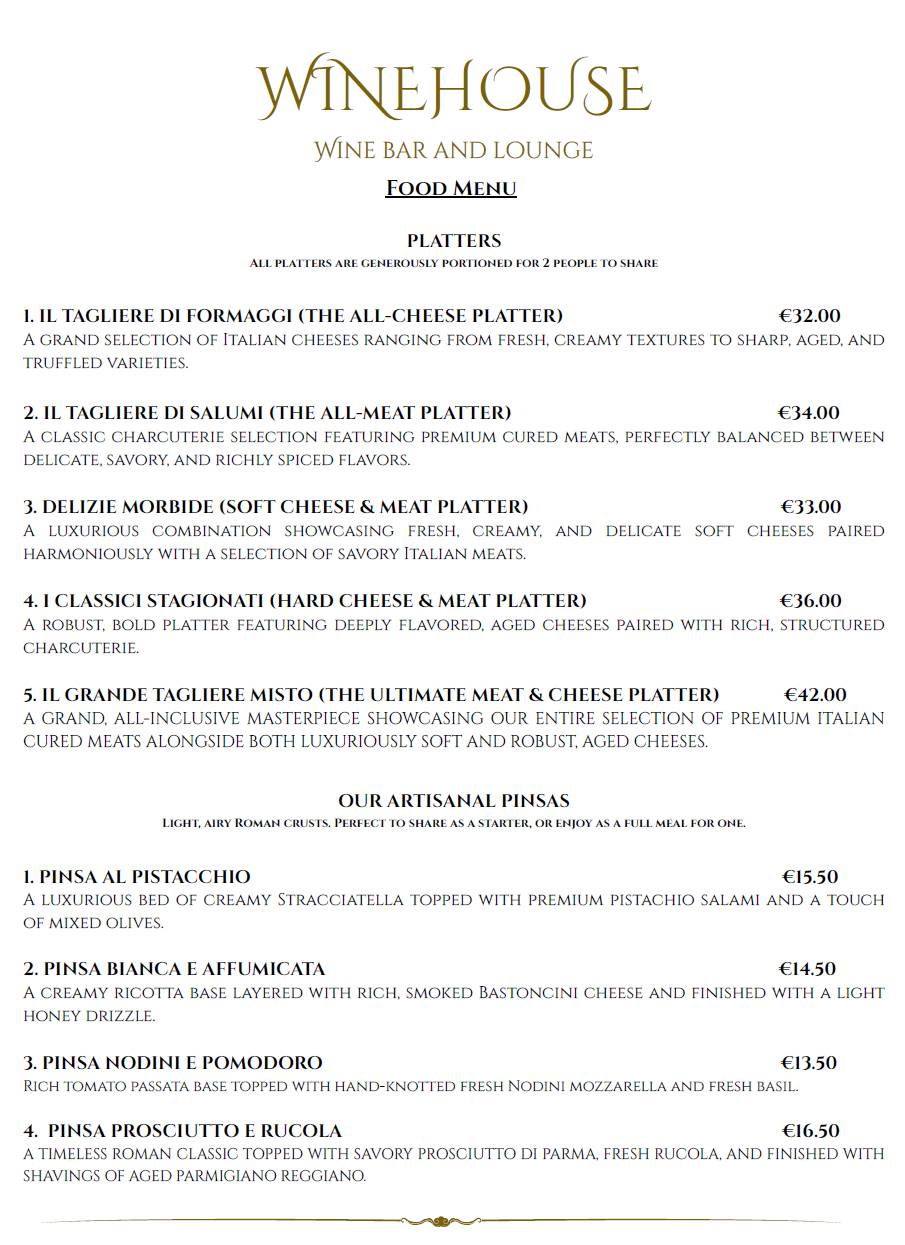 WineHouse Wine Bar & Lounge меню
