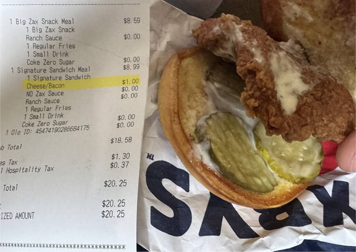 Zaxbys Chicken Fingers & Buffalo Wings меню