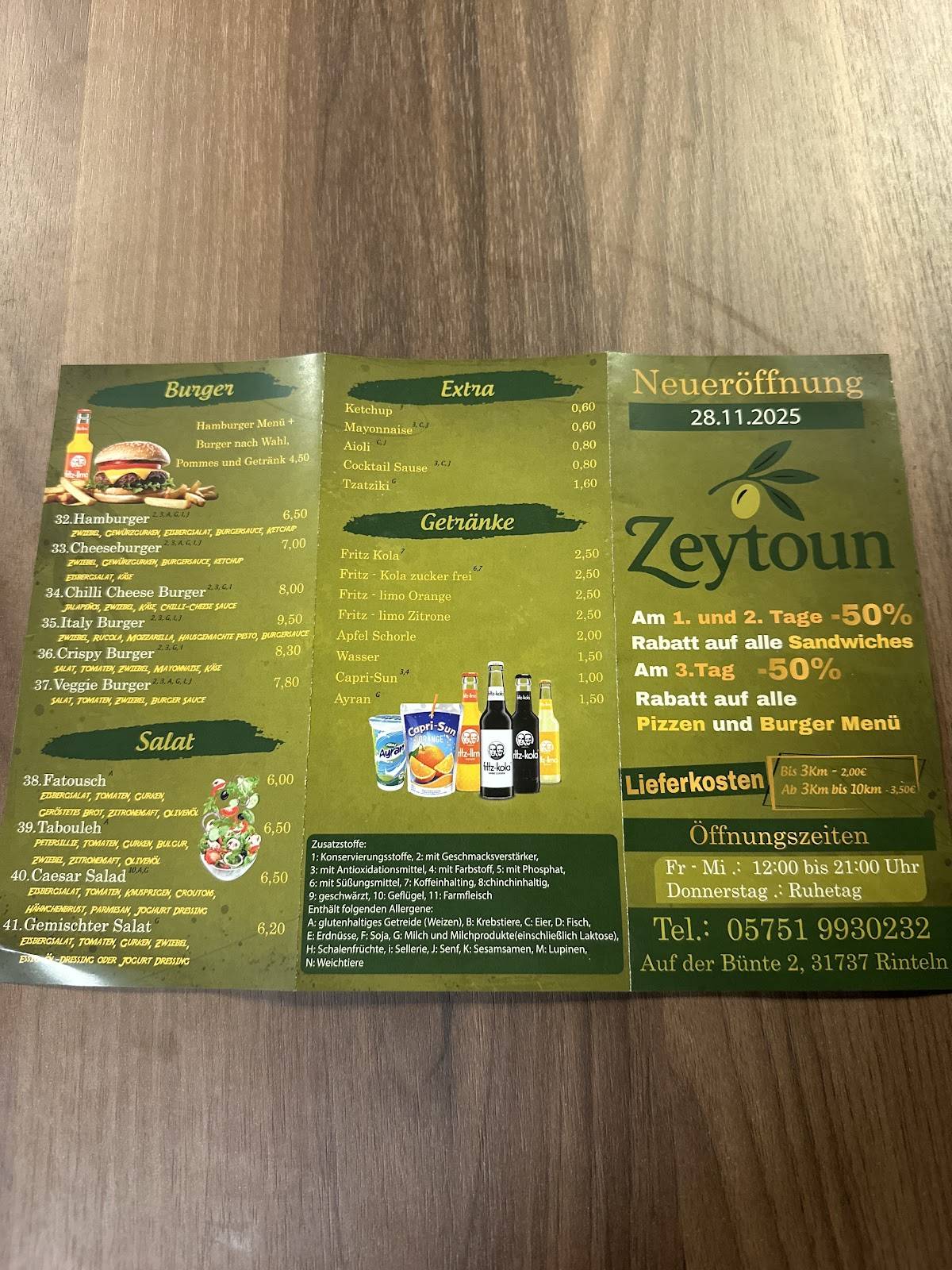 Zeytoun меню