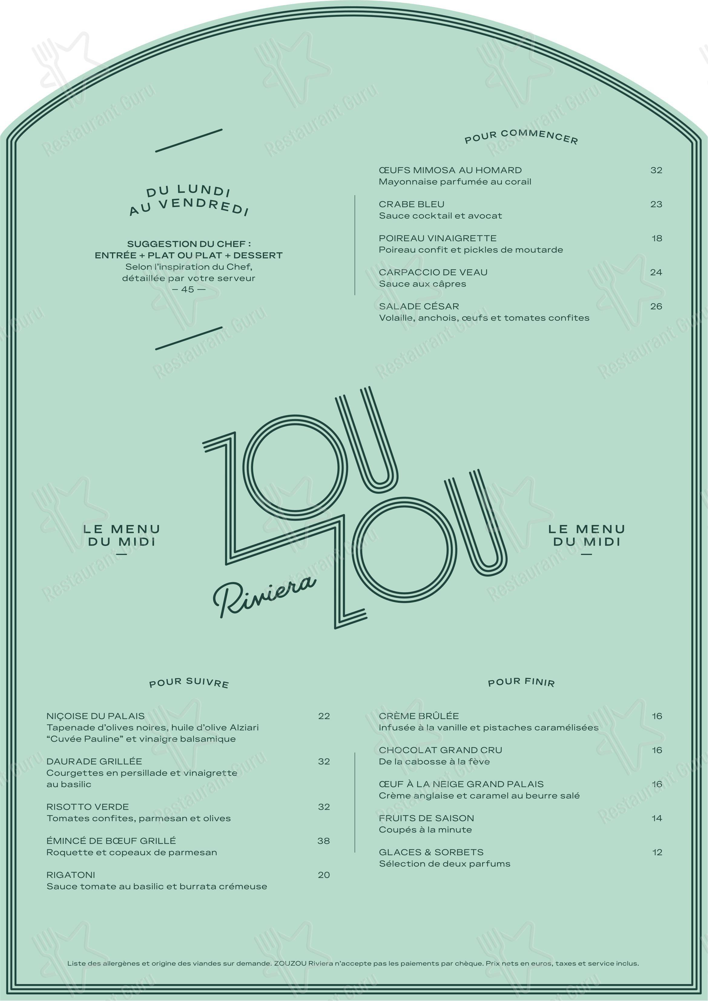 Le 3e Restaurant - Terrasse в Ницце - 菜单